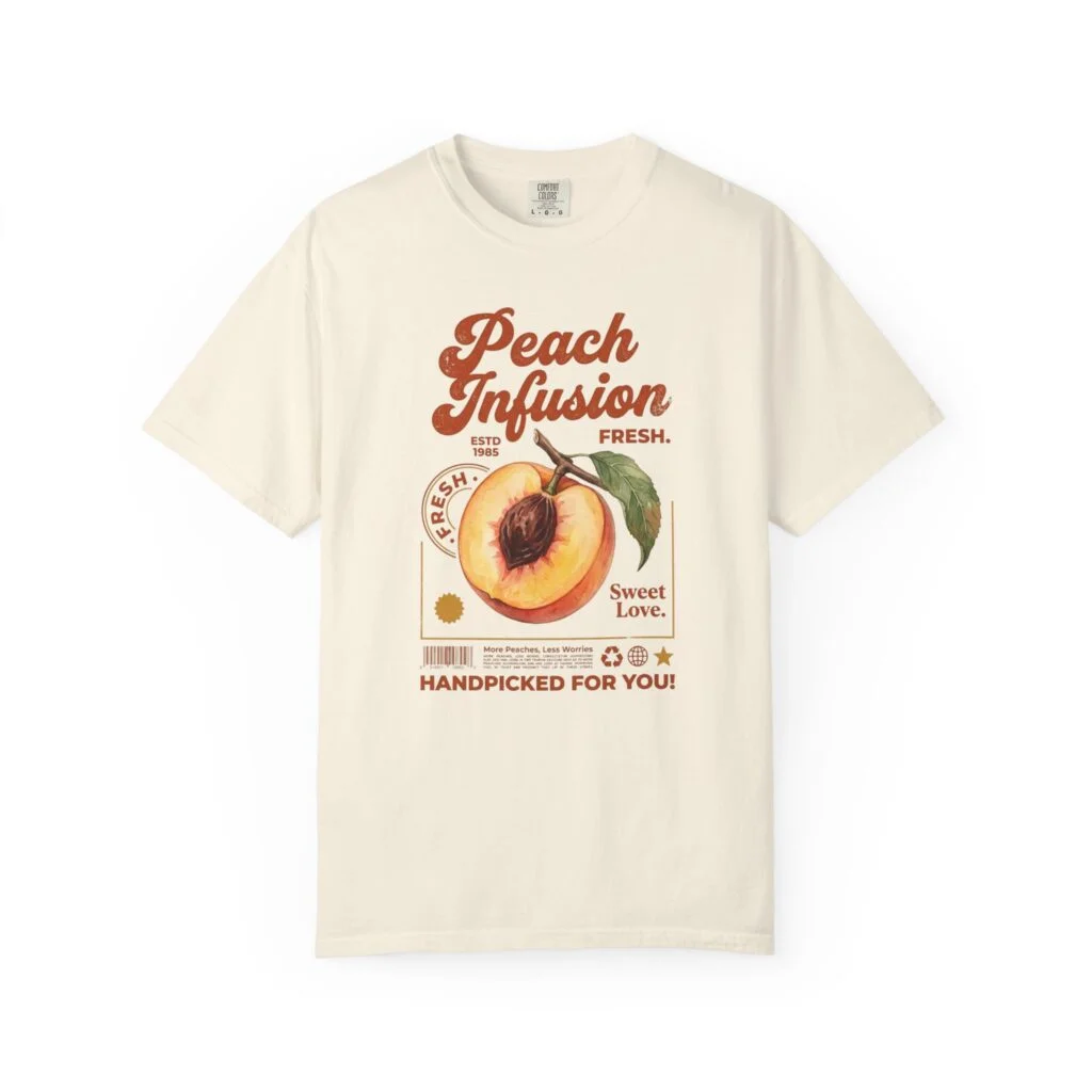 Peach Infusion Vintage Fruit Graphic T-Shirt