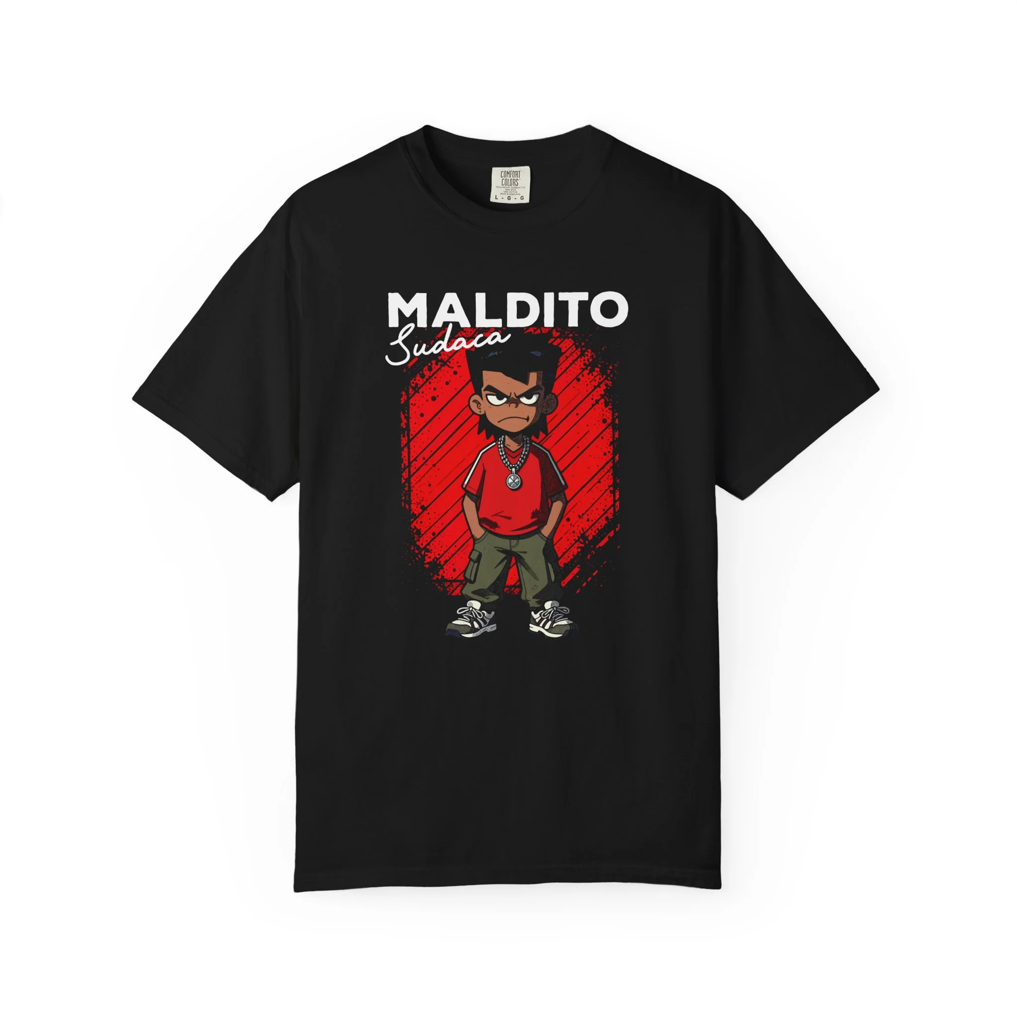 Maldito Sudaca Graphic Tee — Latino Pride Cartoon Streetwear T-Shirt