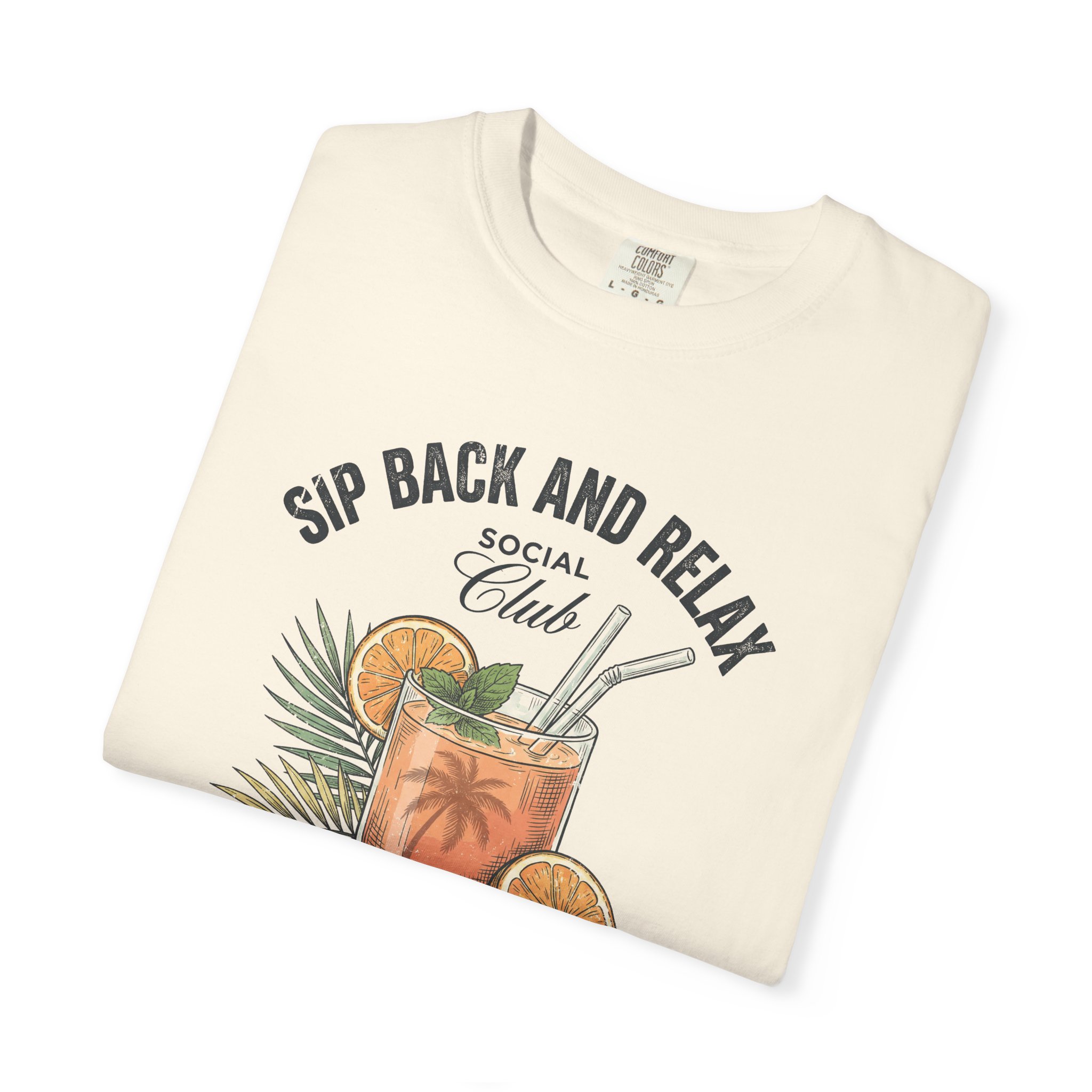 Sips at Sunset Tee — "Sit Back and Relax" Tropical Cocktail Shirt - Image 3