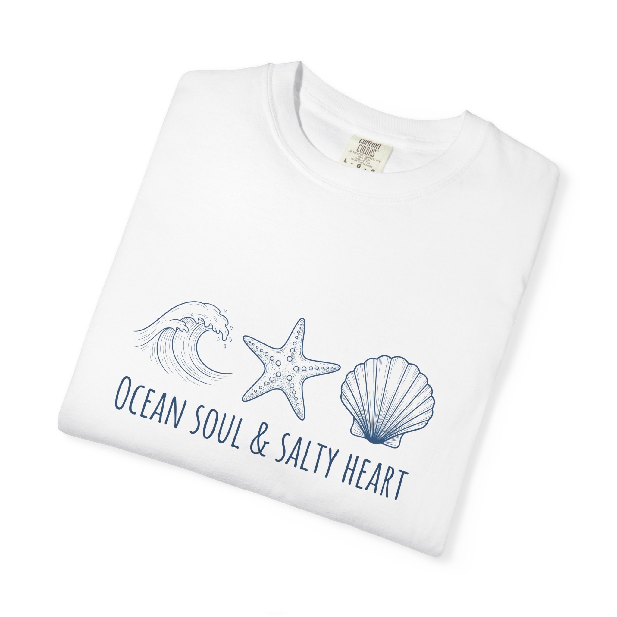 Ocean Soul & Salty Heart Tee - Coastal Seashell Graphic T-Shirt - Image 3