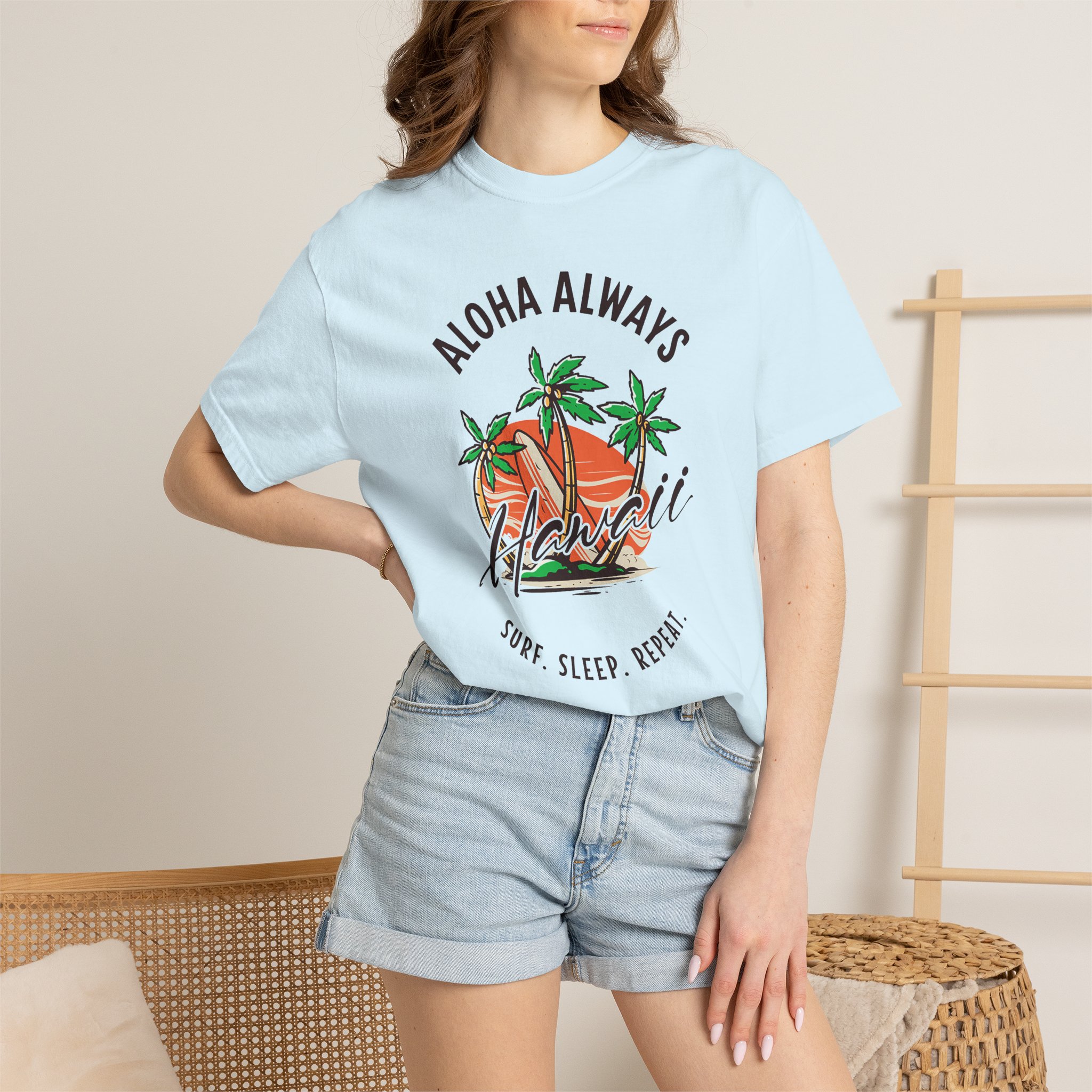 Aloha Always Hawaii Tee — Surf, Sleep, Repeat Palm-Tree Vacation Shirt - Image 4