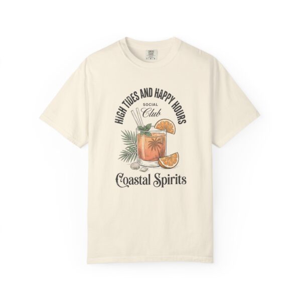 Coastal Spirits T-Shirt — "High Tides and Happy Hours" Tropical Cocktail Tee