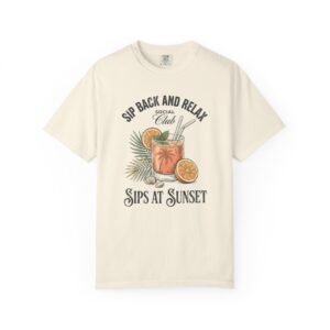 Sips at Sunset Tee — "Sit Back and Relax" Tropical Cocktail Shirt