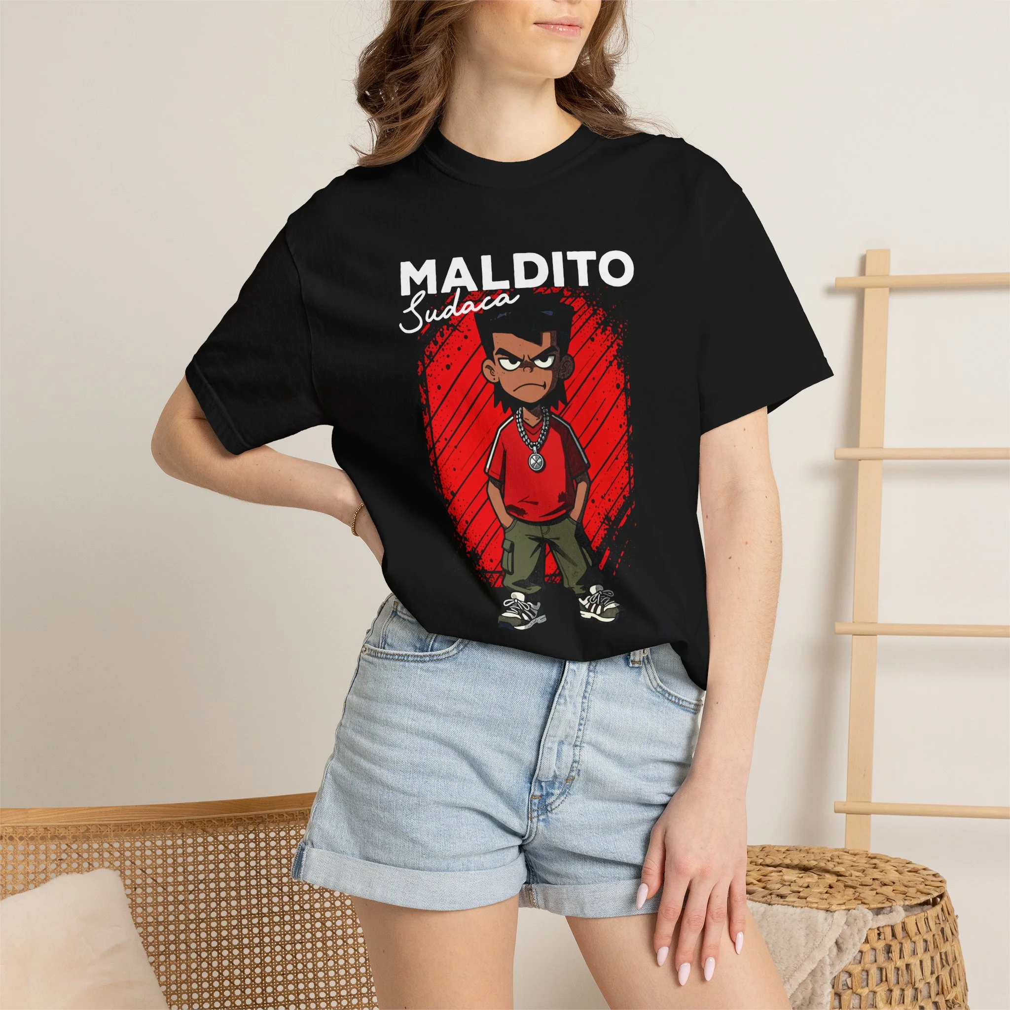 Maldito Sudaca Graphic Tee — Latino Pride Cartoon Streetwear T-Shirt - Image 4