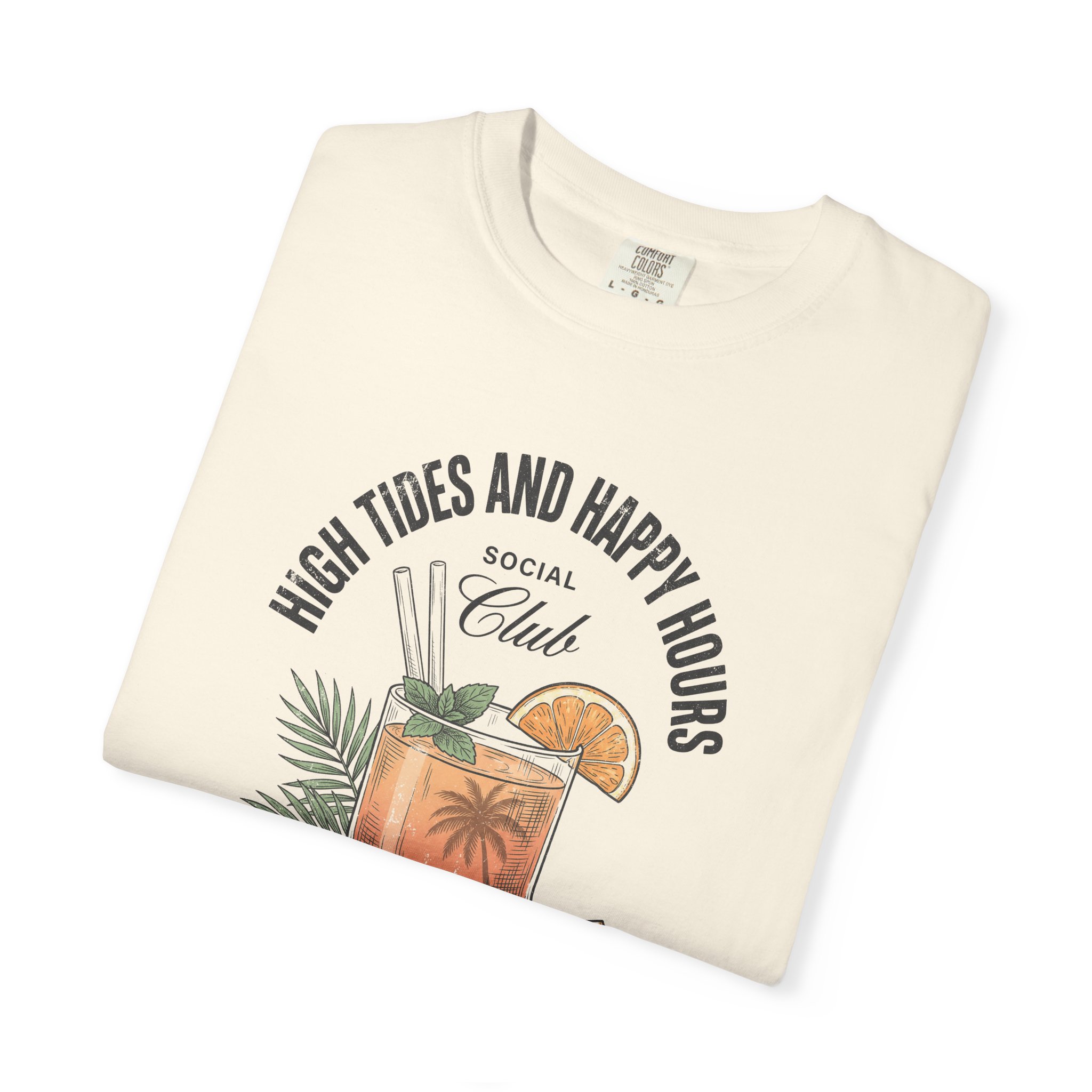 Coastal Spirits T-Shirt — "High Tides and Happy Hours" Tropical Cocktail Tee - Image 3