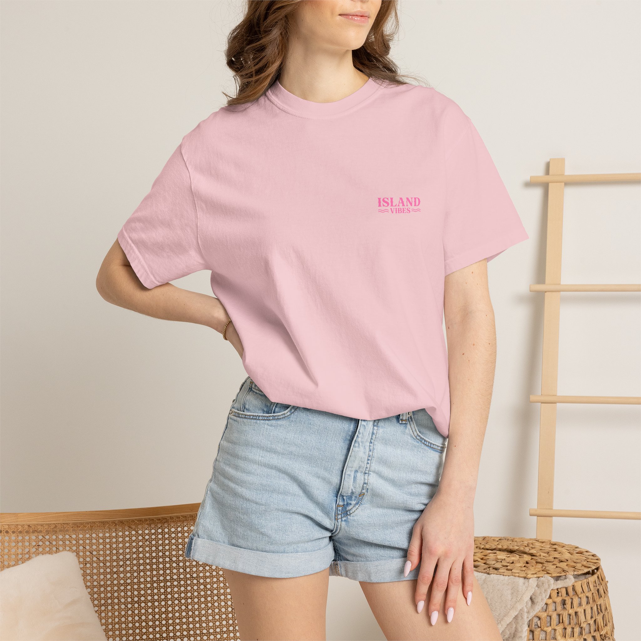 Island Vibes Tee — Pink Palm Tree Tropical Beach T-Shirt - Image 4