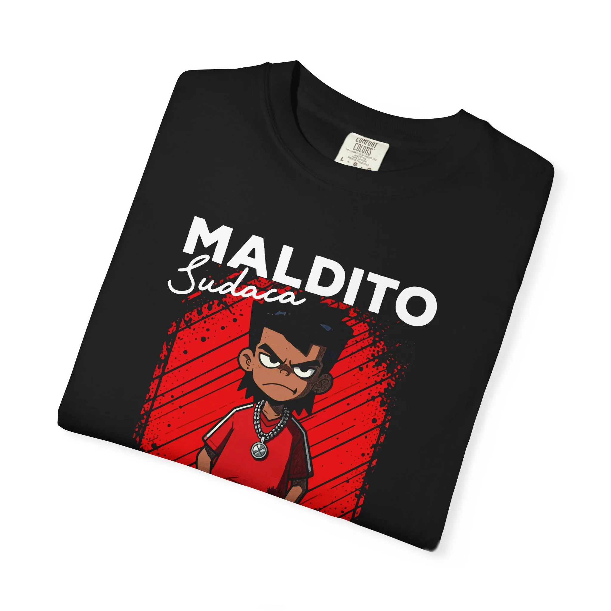 Maldito Sudaca Graphic Tee — Latino Pride Cartoon Streetwear T-Shirt - Image 3