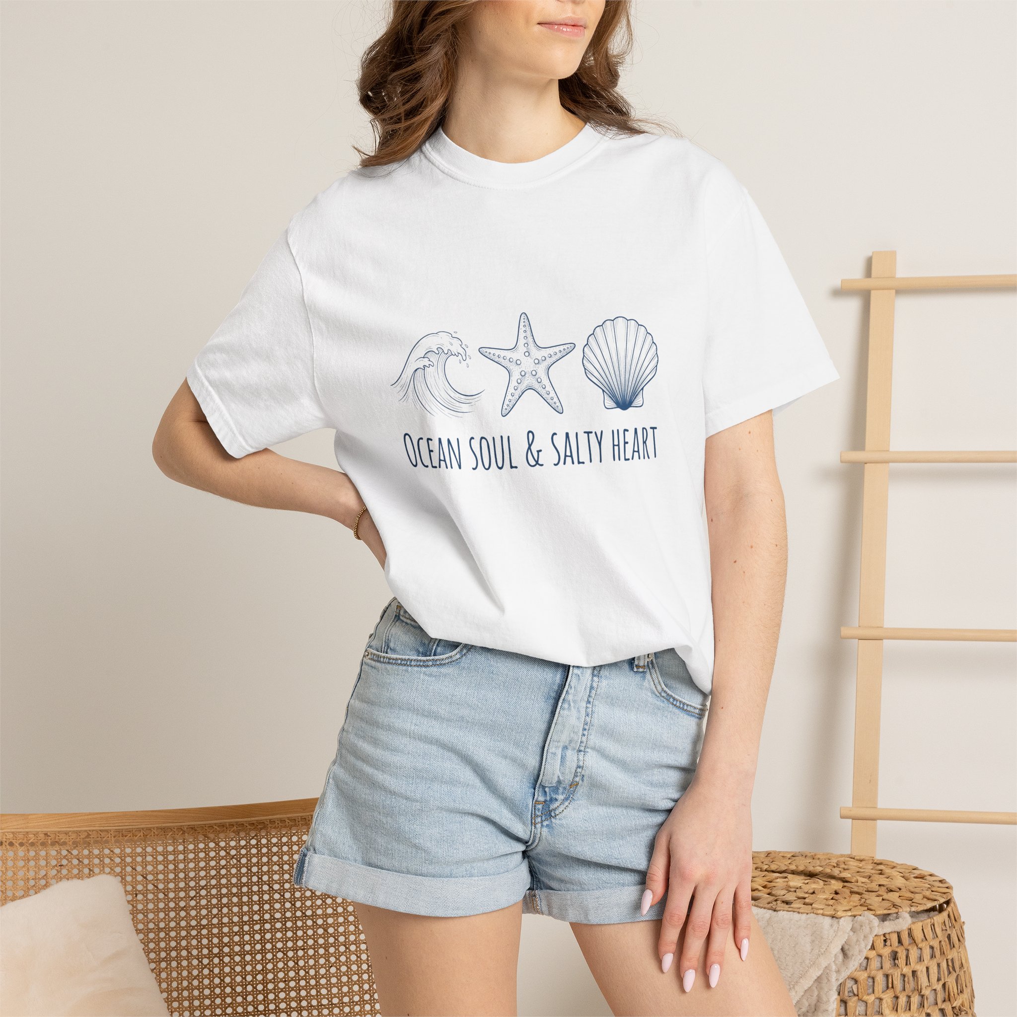 Ocean Soul & Salty Heart Tee - Coastal Seashell Graphic T-Shirt - Image 4