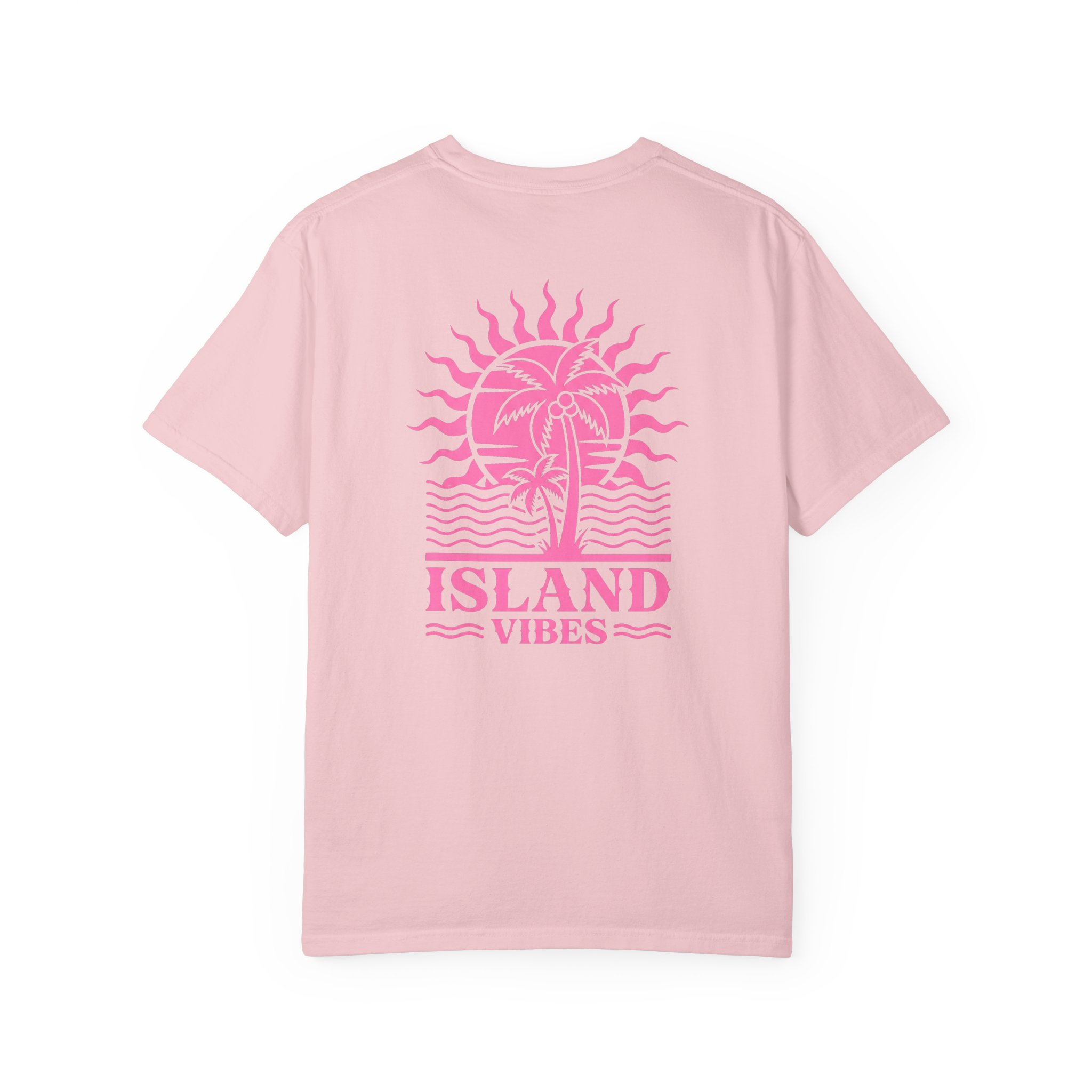 Island Vibes Tee — Pink Palm Tree Tropical Beach T-Shirt - Image 2