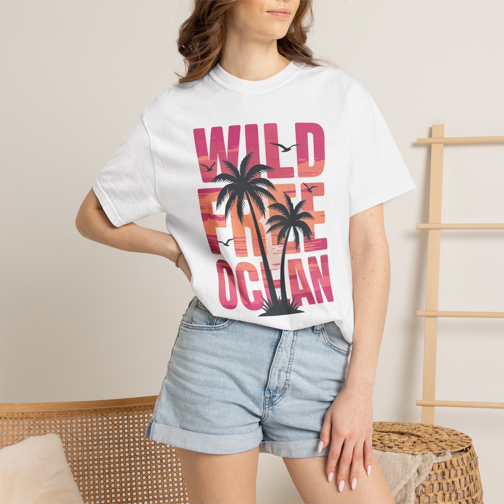 Wild Free Ocean T-Shirt — Sunset Palm Beach Tee - Image 4