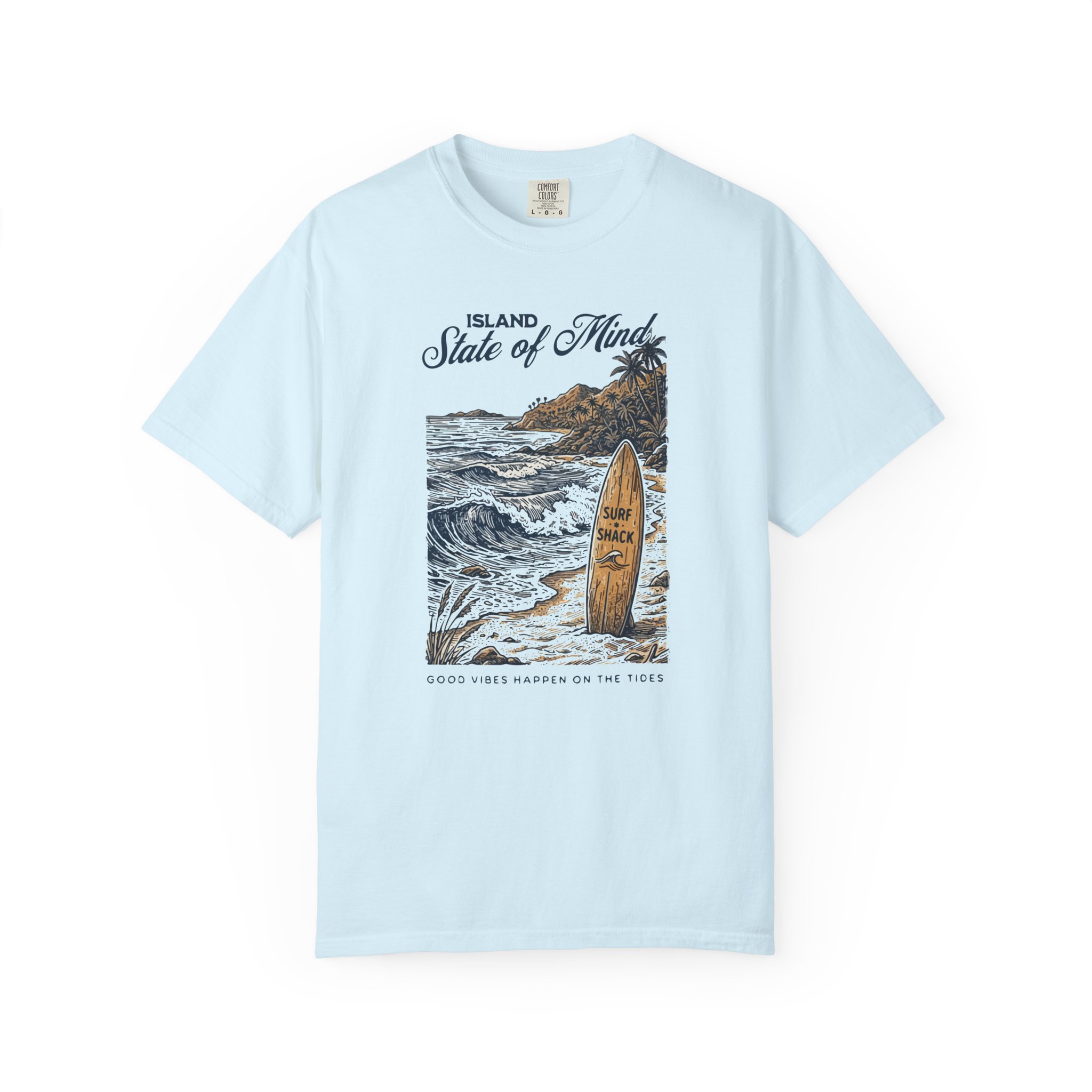 Surf Vintage 'Island State of Mind' Tee — Retro Beach Wave Graphic T-Shirt