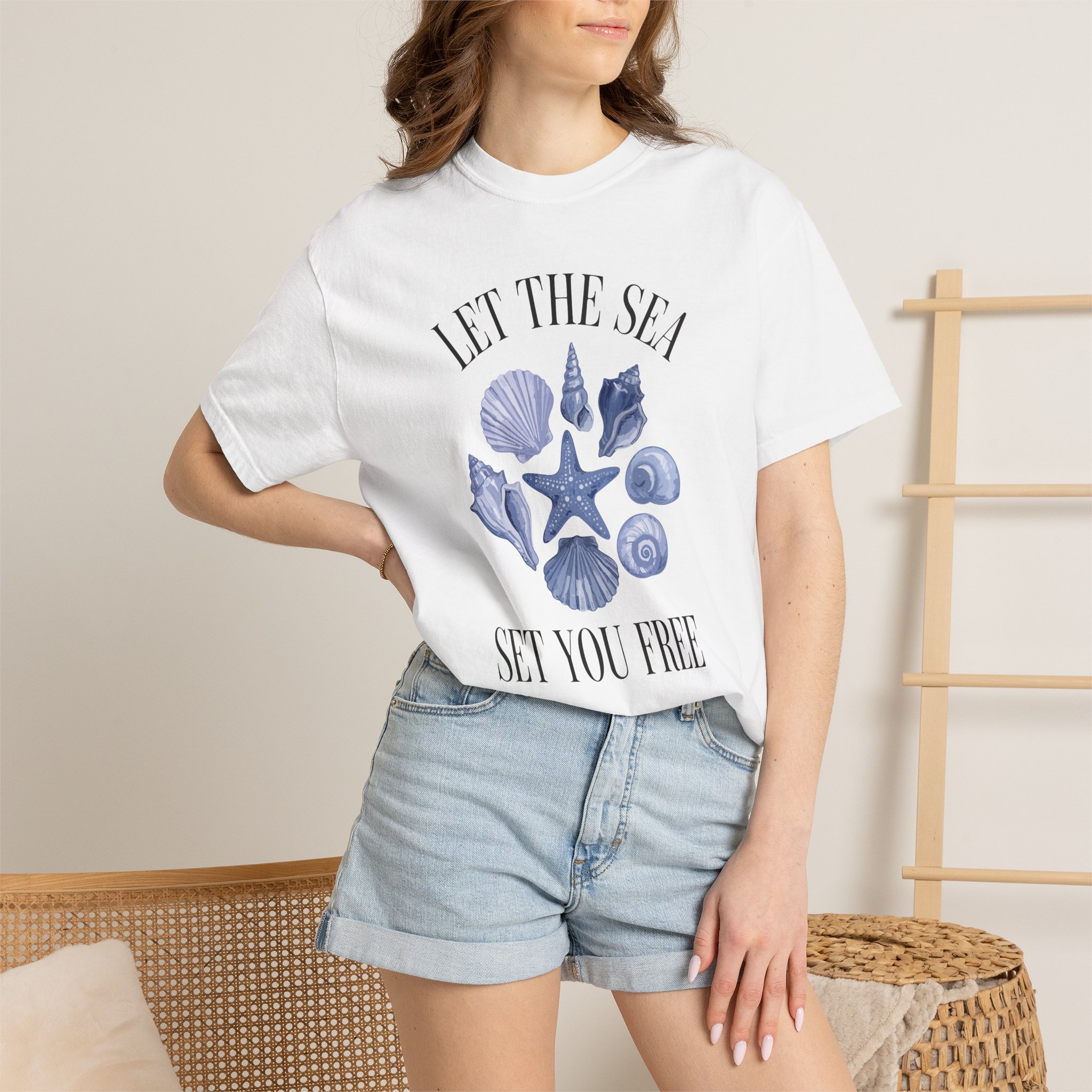 Let the Sea Set You Free T-Shirt — Seashell Beach Vibes Tee - Image 4
