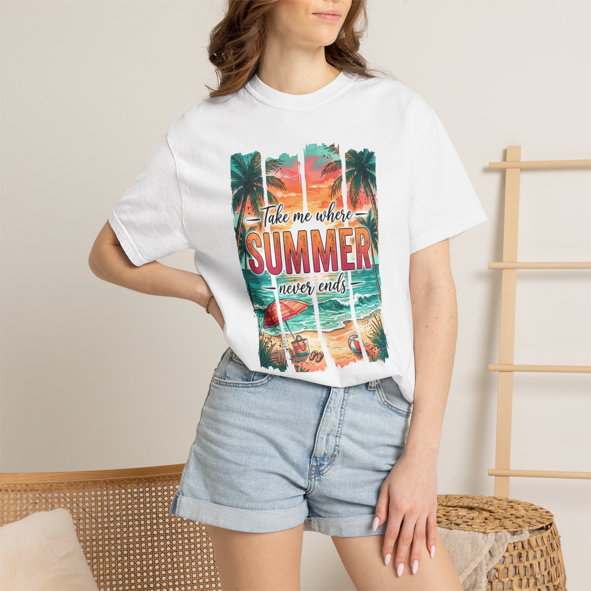Summer Vibes Tee — "Take Me Where Summer Never Ends" Beach Graphic T-Shirt - Image 4
