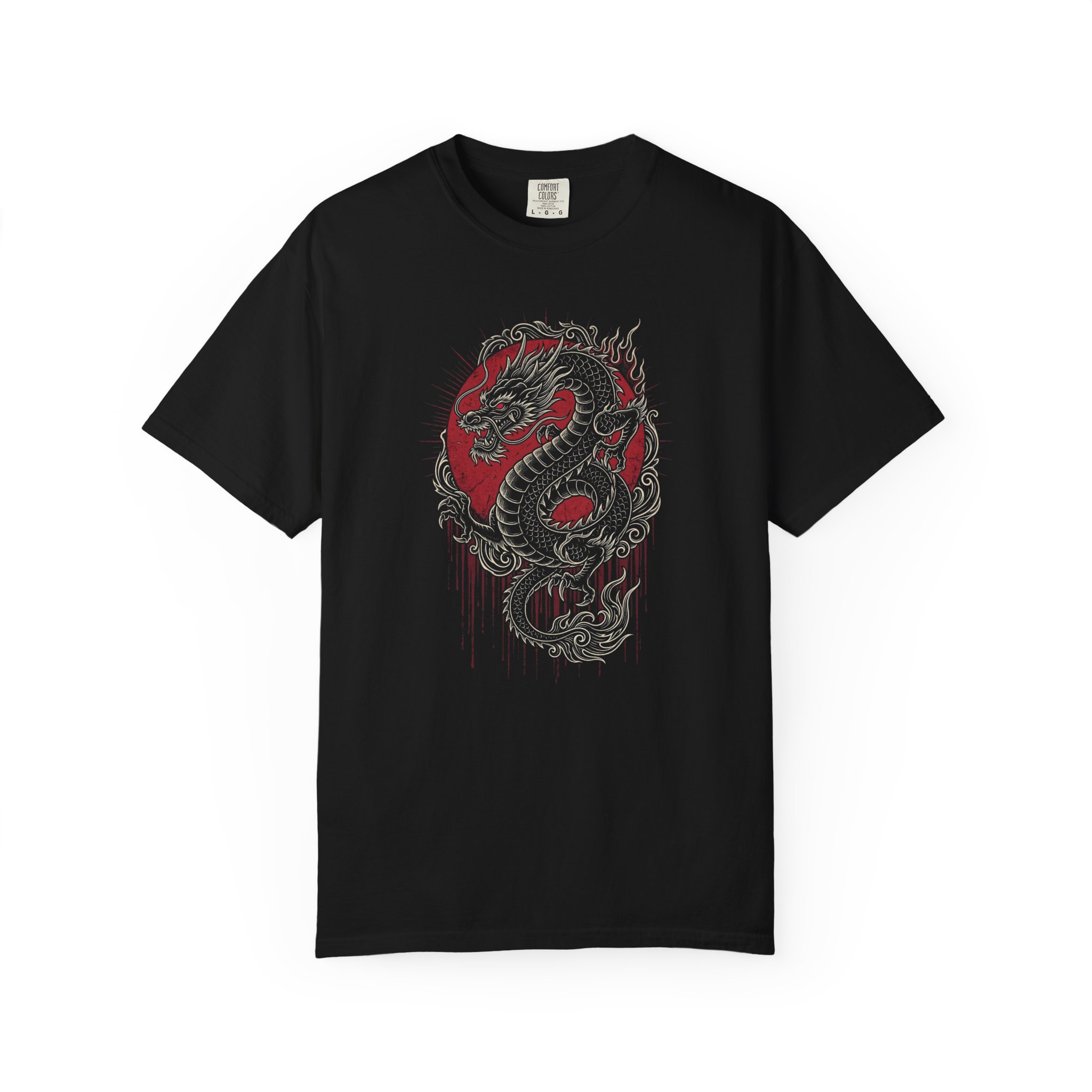 Dragon Graphic Tee — Red & Gray Oriental Dragon T-Shirt