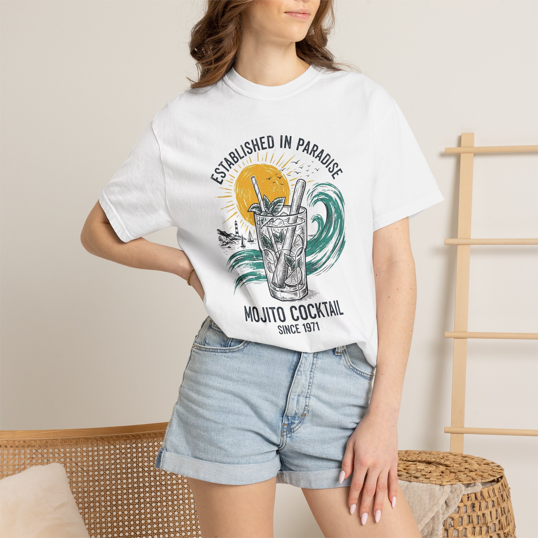 Mojito Cocktail Tee — 'Established in Paradise' Tropical Drink T-Shirt - Image 4