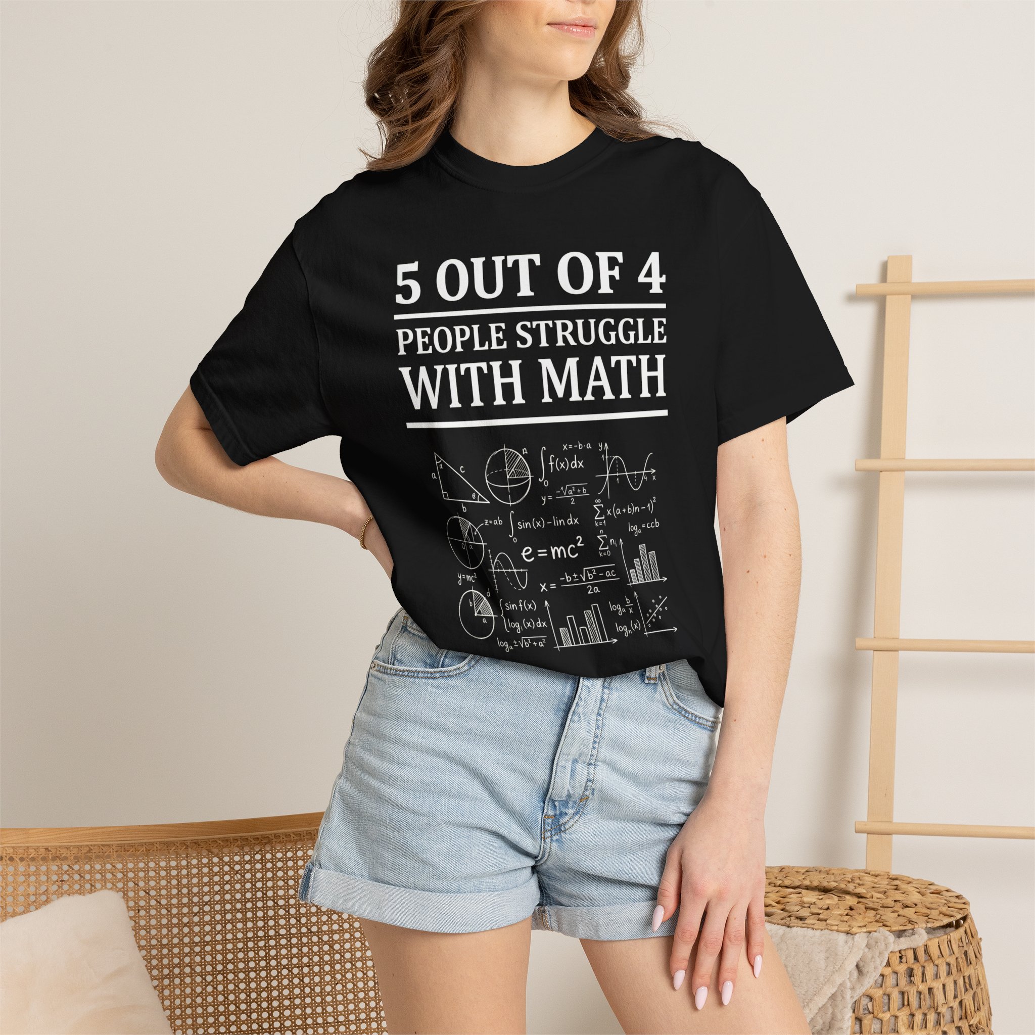 Math Pun T‑Shirt — “5 Out of 4 People Struggle With Math” Funny Nerd Graphic Tee - Image 4
