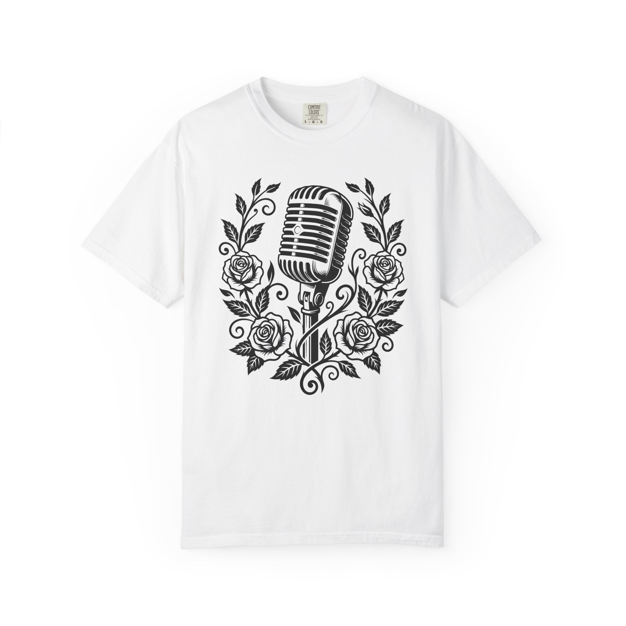 Vintage Microphone & Roses T‑Shirt — Retro Singer Tee