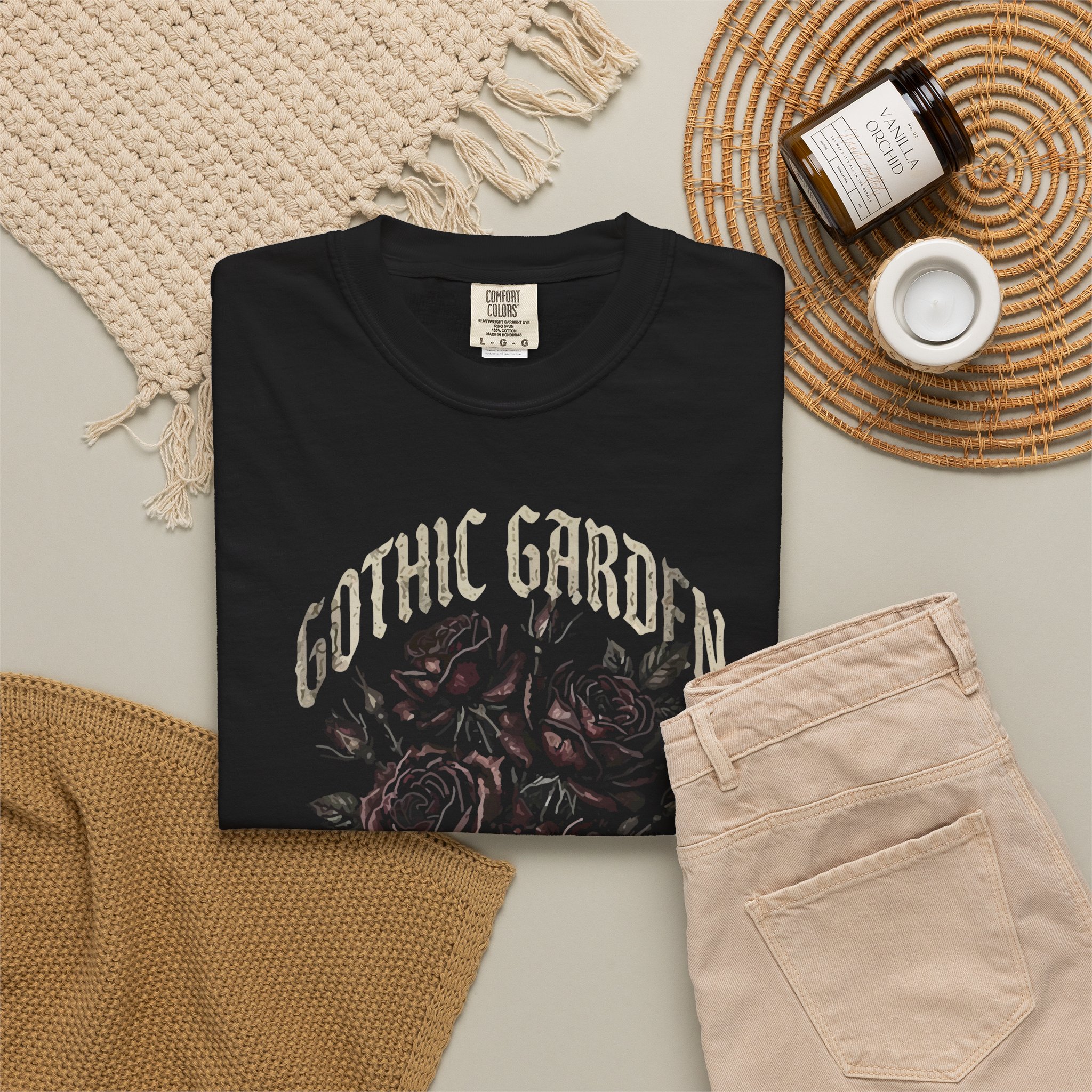 Gothic Garden T-Shirt — Dark Rose Graphic Tee - Image 4
