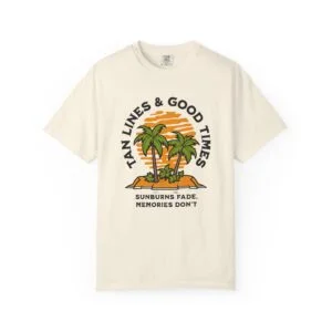 T-Shirt — "Tan Lines & Good Times" Beach Graphic Tee — Sunburns Fade, Memories Don't