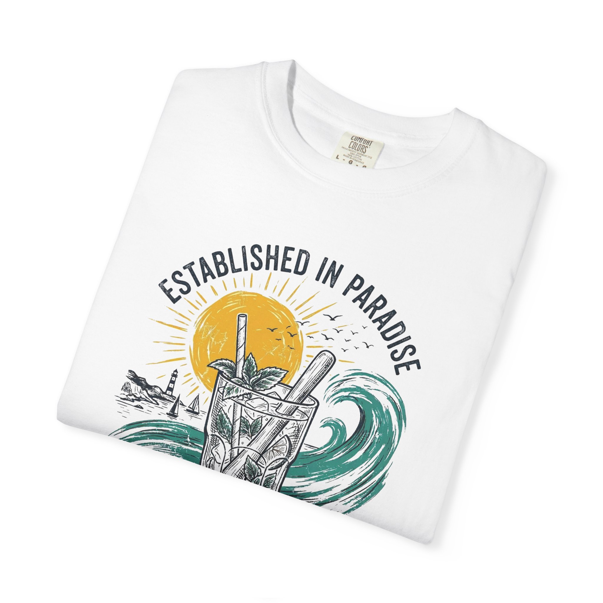 Mojito Cocktail Tee — 'Established in Paradise' Tropical Drink T-Shirt - Image 3