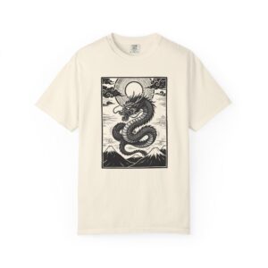 Dragon Illustration Tee — Vintage Japanese Mountain Serpent Graphic T-Shirt