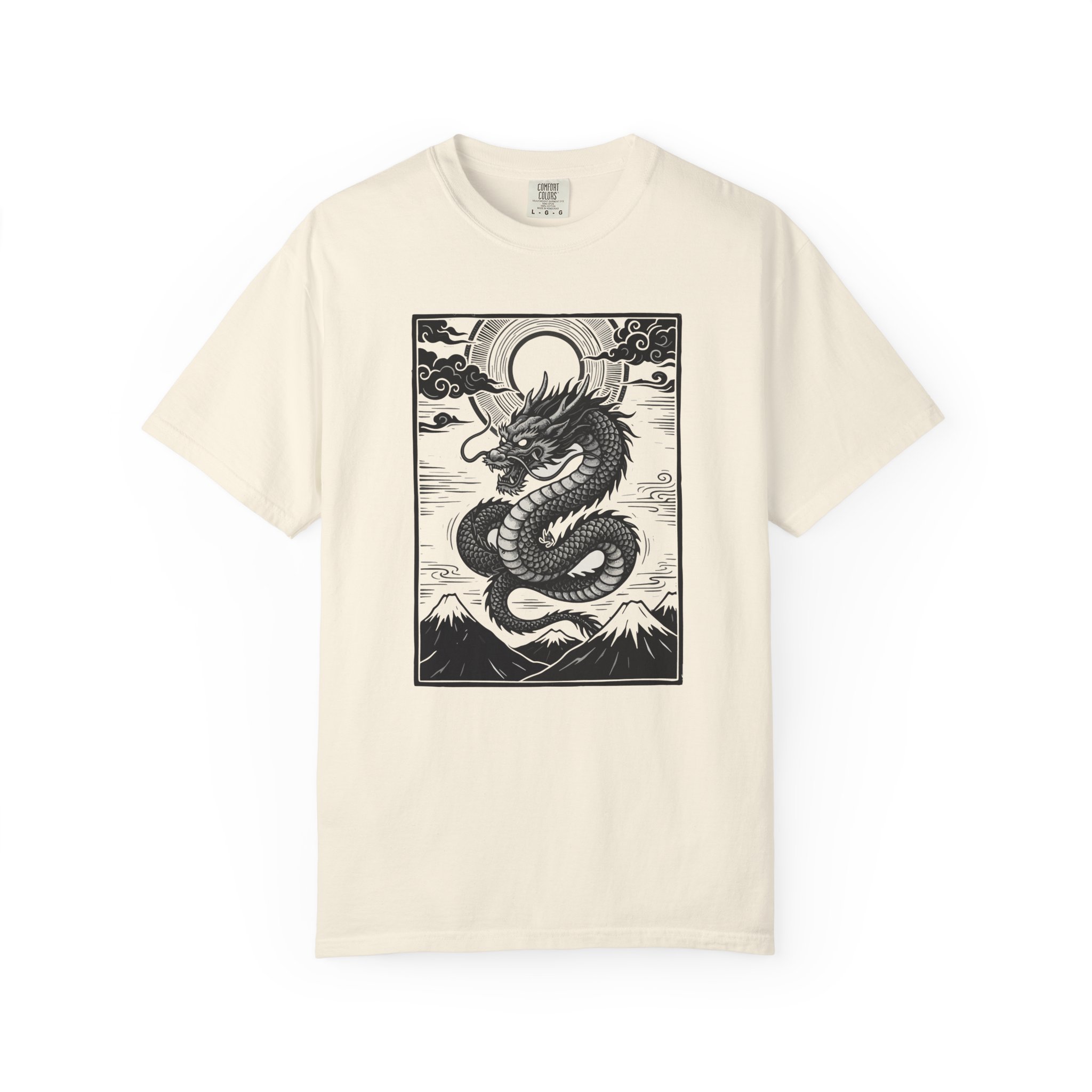 Dragon Illustration Tee — Vintage Japanese Mountain Serpent Graphic T-Shirt