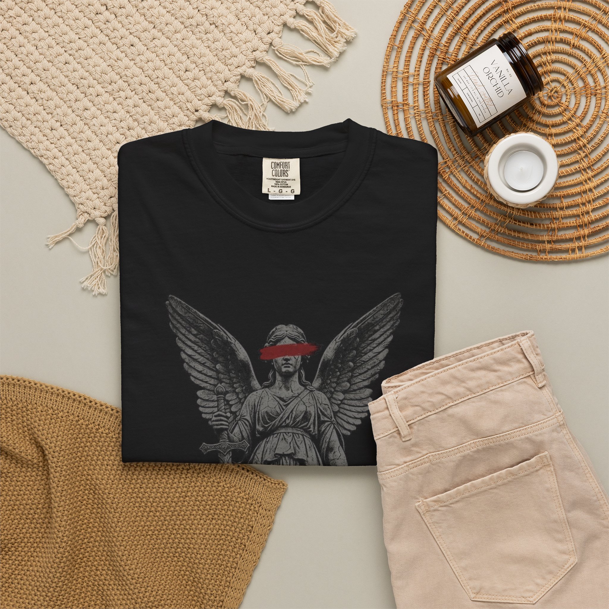 Virtue Angel Statue Tee – Gothic Angel Graphic T-Shirt - Image 4