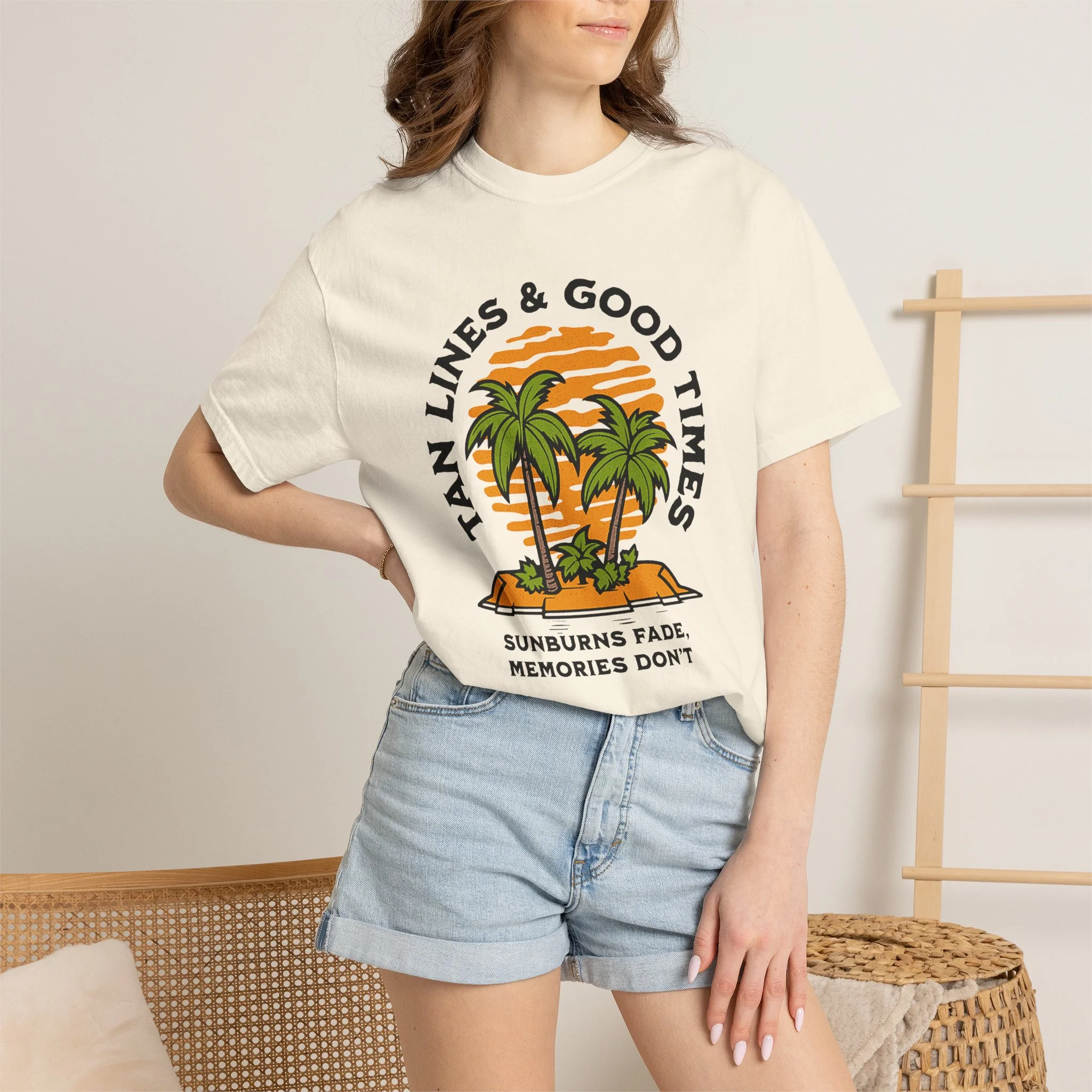 T-Shirt — "Tan Lines & Good Times" Beach Graphic Tee — Sunburns Fade, Memories Don't - Image 4