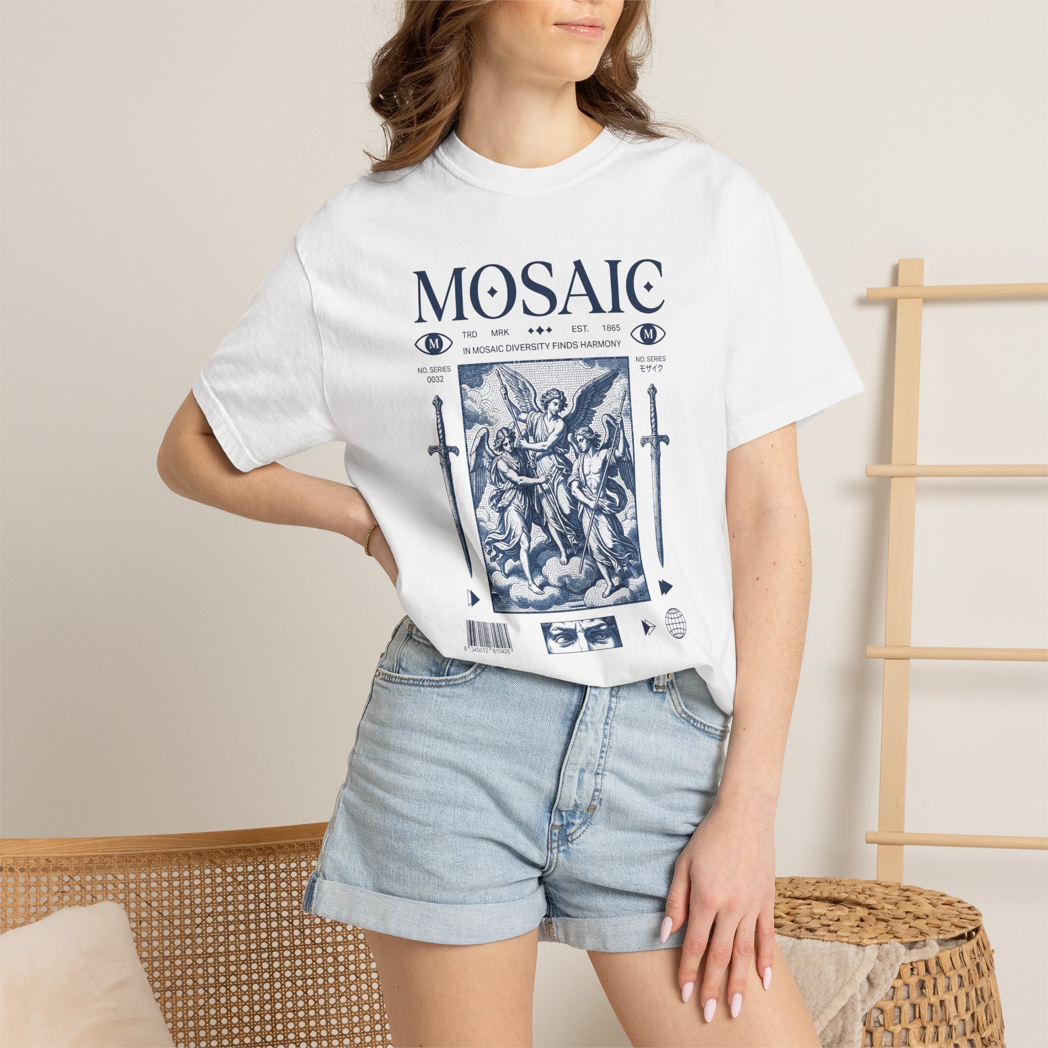 Mosaic Angel Graphic Tee — Vintage Renaissance Art T-Shirt - Image 4