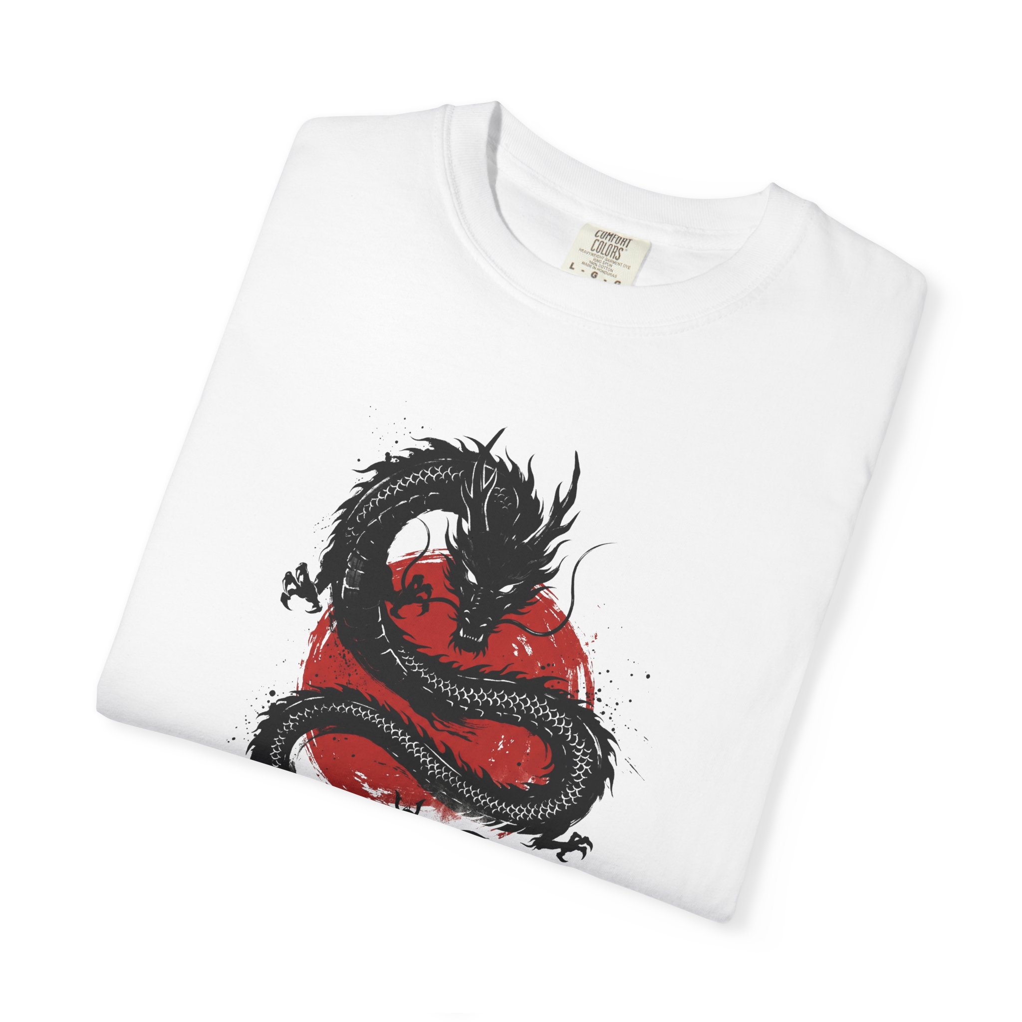 Samurai vs Dragon T-Shirt — Red Ink Brushstroke Graphic Tee - Image 3