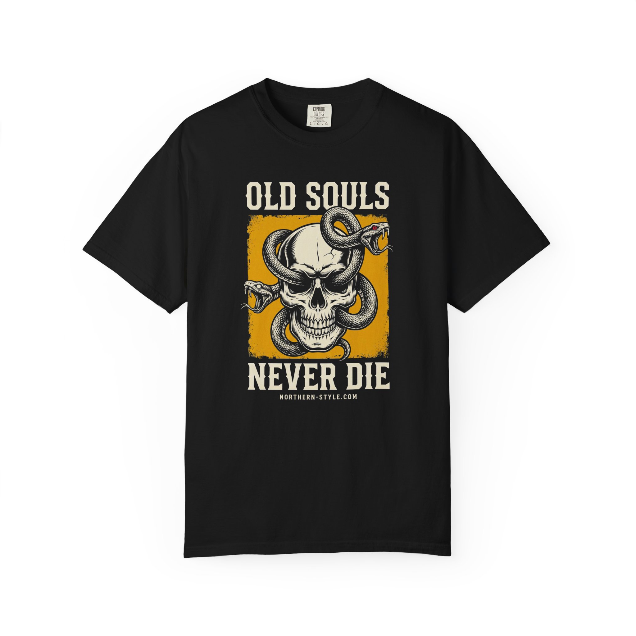 Old Souls Never Die Skull Tee — Vintage Snake Skull Graphic T-Shirt