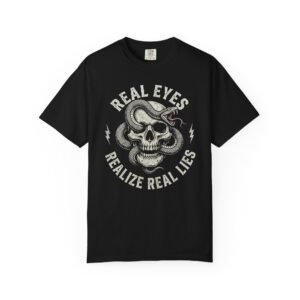 Real Eyes Realize Real Lies Skull Tee — Vintage Snake Skull Graphic T-Shirt