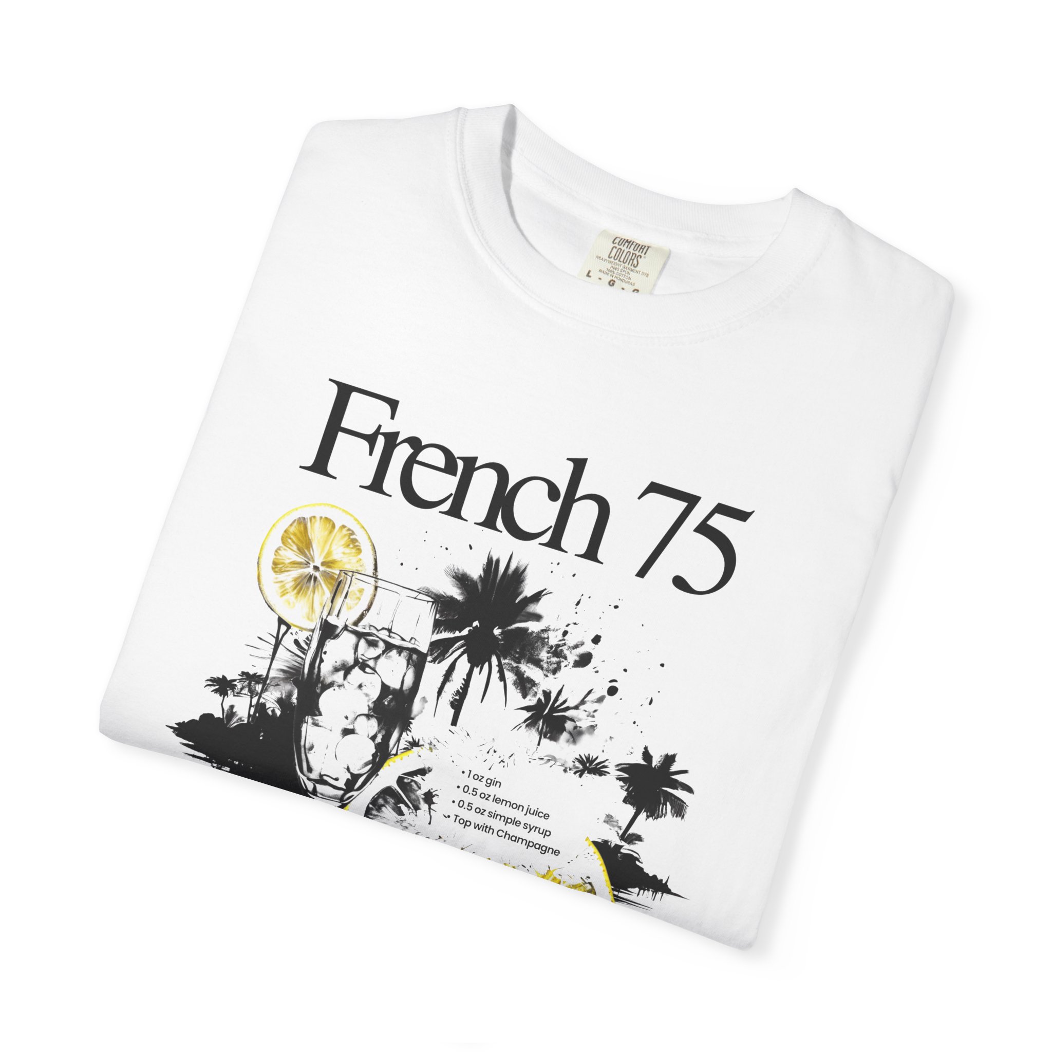 French 75 Cocktail T-Shirt — Vintage Citrus Gin Cocktail Tee - Image 3