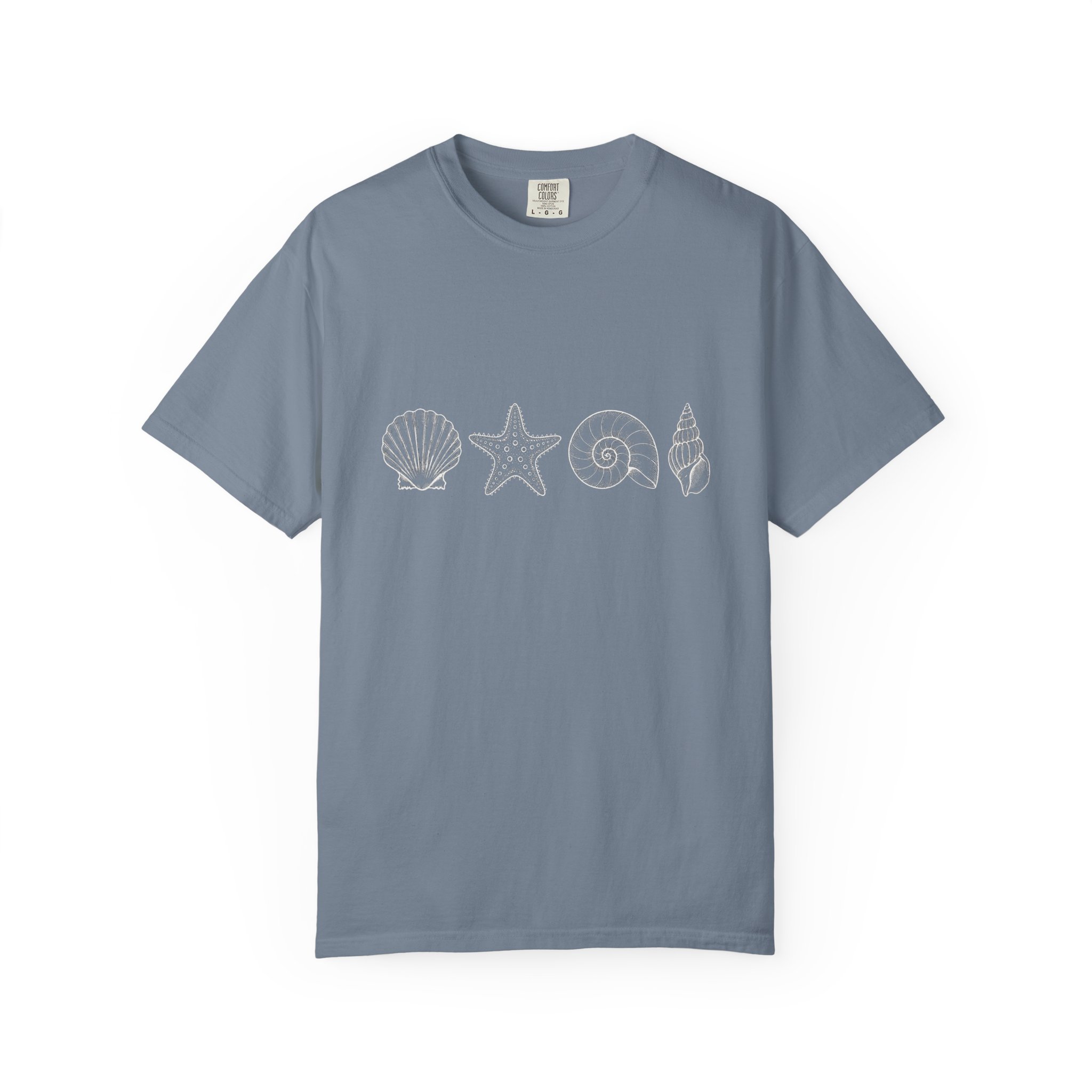 Seashell Lineup Tee — Minimal Coastal Shell Graphic T-Shirt