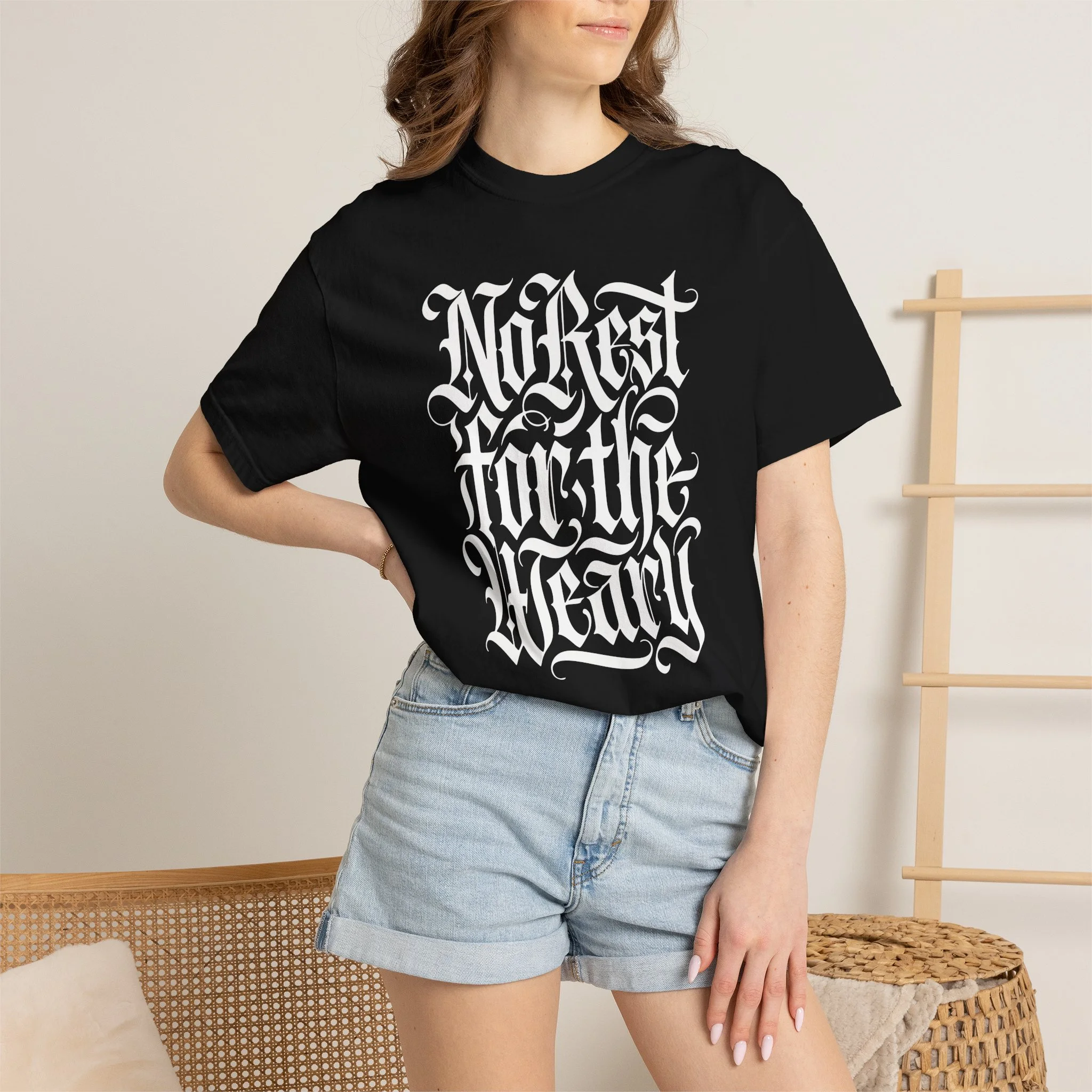 Gothic "No Rest for the Weary" T-Shirt - Image 4