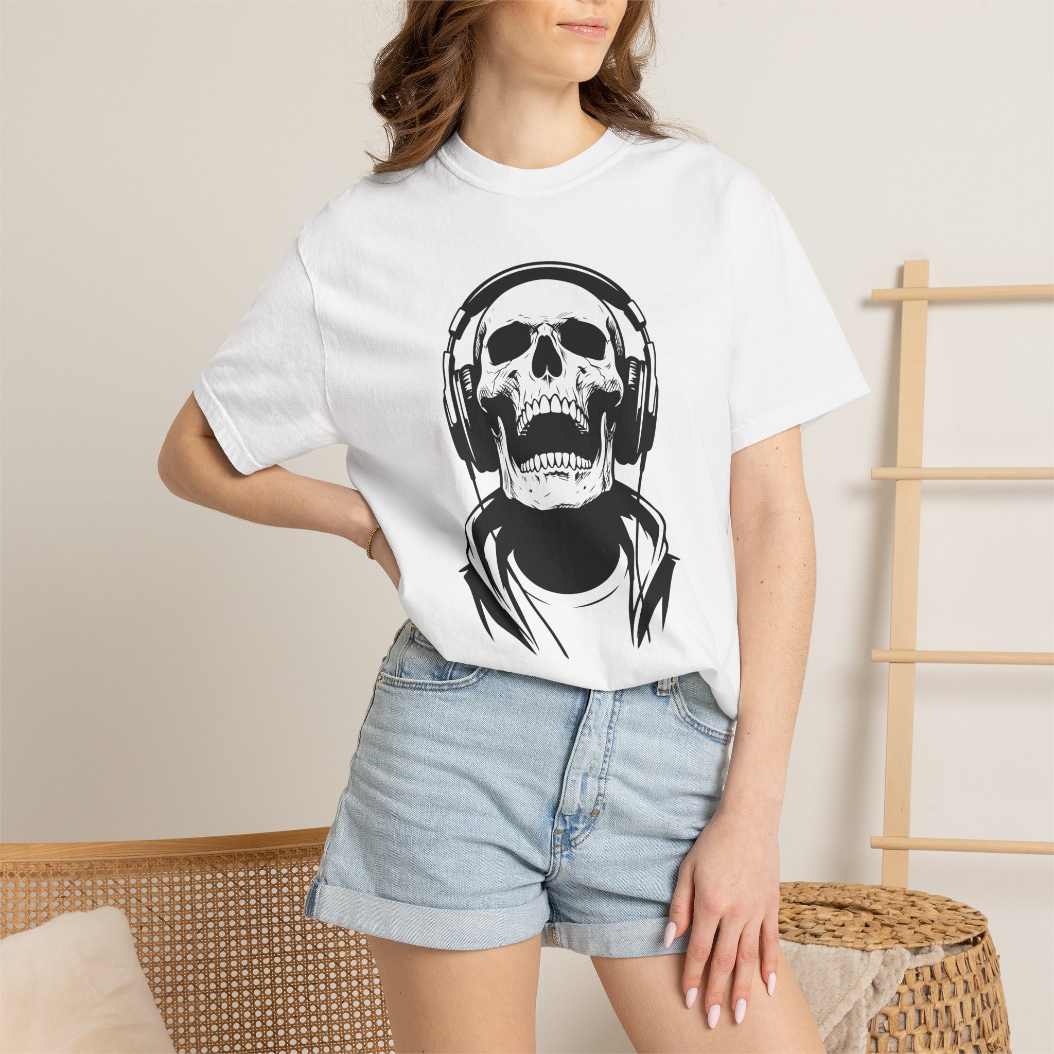 Skull DJ T‑Shirt — Headphone Skeleton Graphic Tee - Image 4