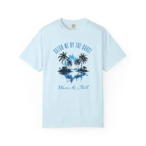 Beach Vibes T-Shirt – "Waves & Chill" Palm Tree Sunset Tee