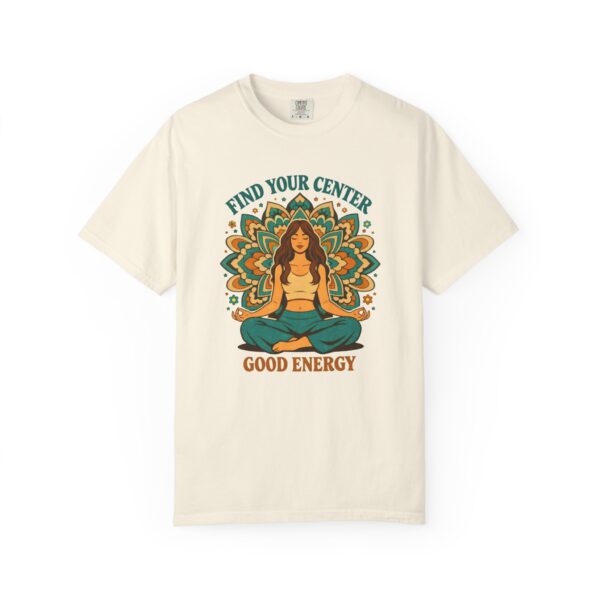 Yoga T-Shirt — "Find Your Center, Good Energy" Meditation Tee