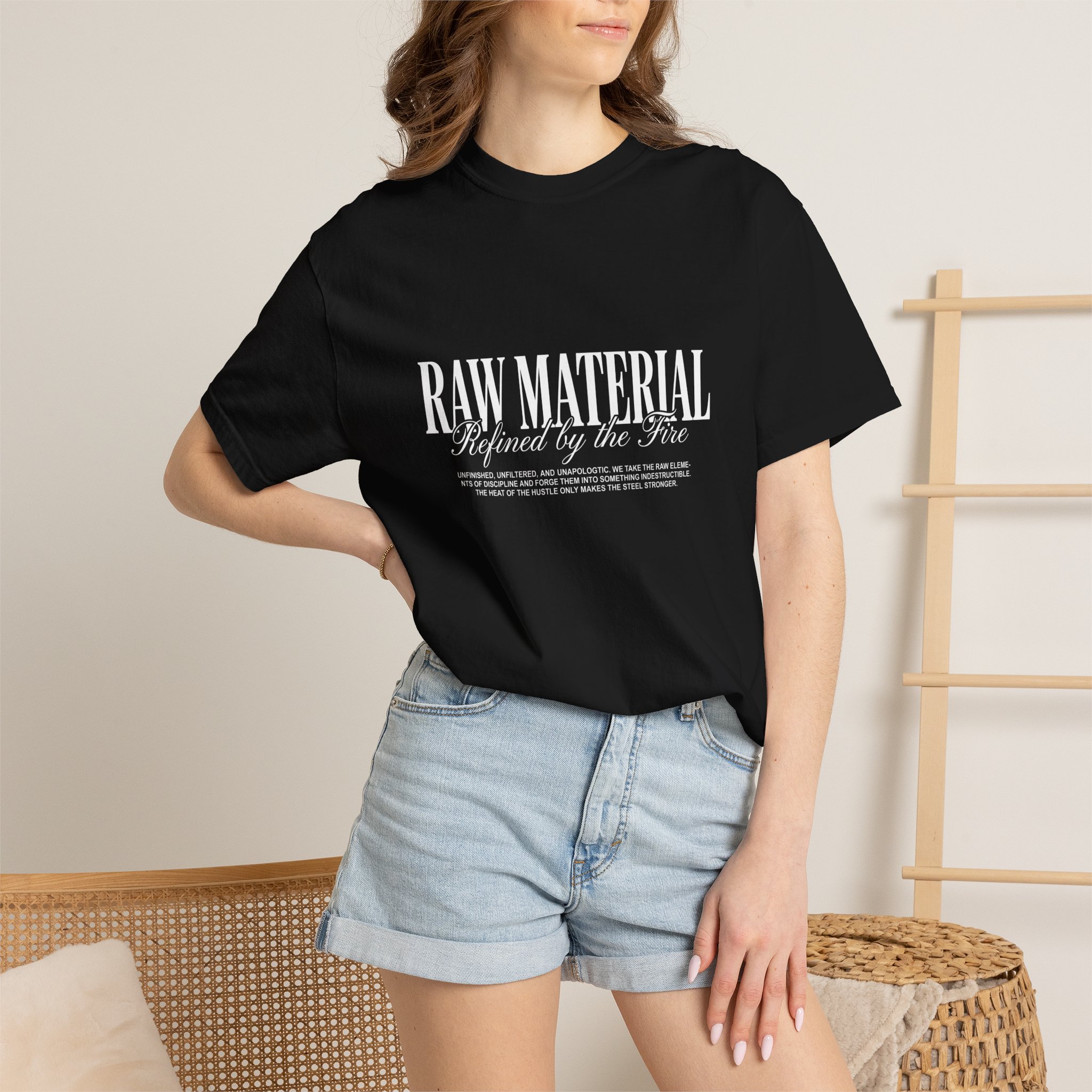 Raw Material Graphic Tee — "Raw Material Refined by the Fire" Cotton T-Shirt - Image 4