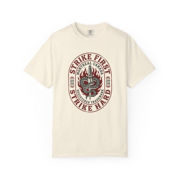 Strike First Strike Hard Tee — Retro Martial Arts Cobra Graphic T-Shirt
