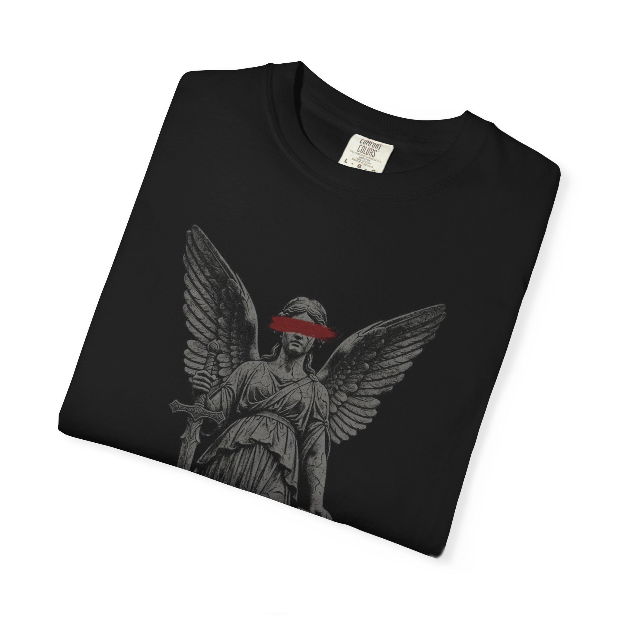 Virtue Angel Statue Tee – Gothic Angel Graphic T-Shirt - Image 3