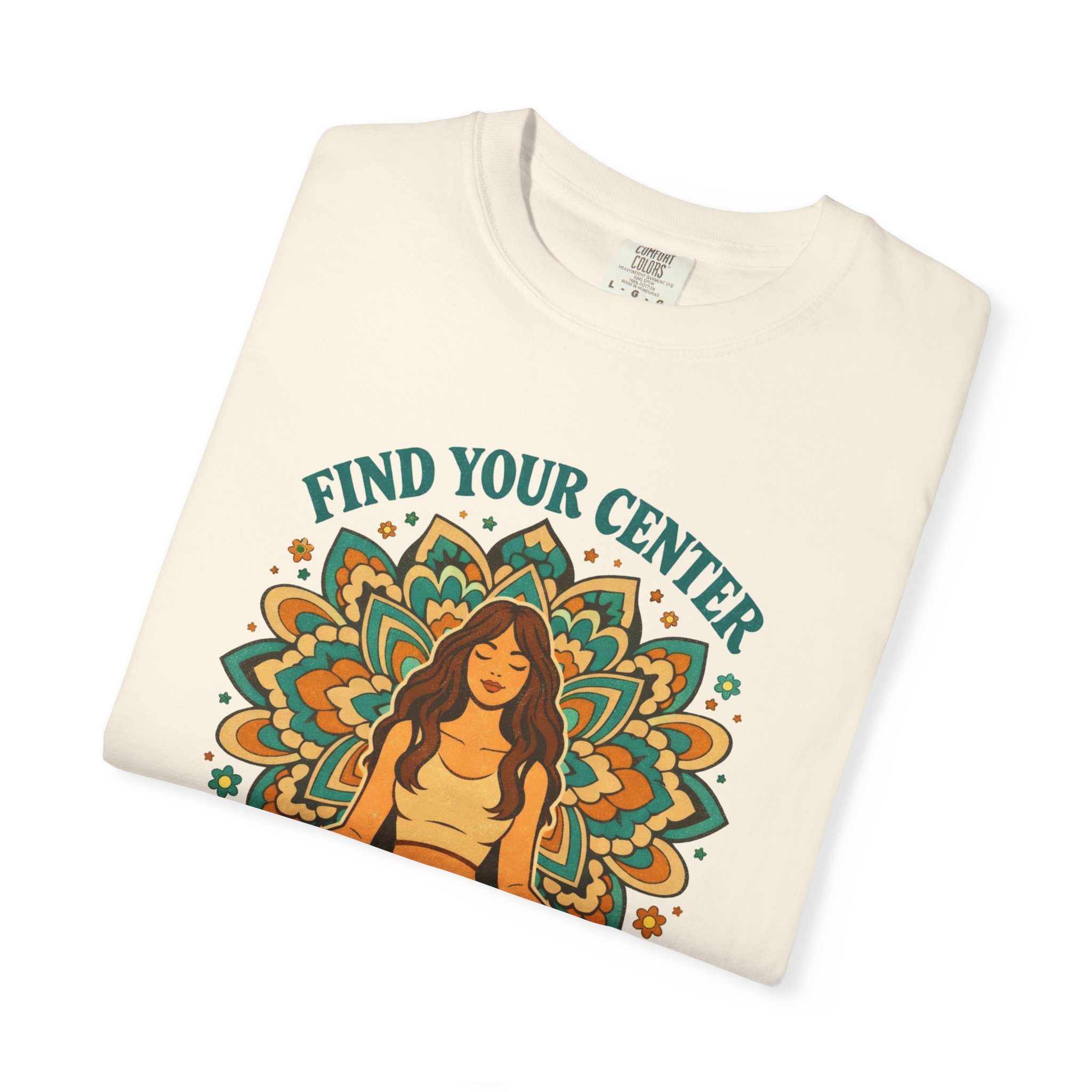 Yoga T-Shirt — "Find Your Center, Good Energy" Meditation Tee - Image 3
