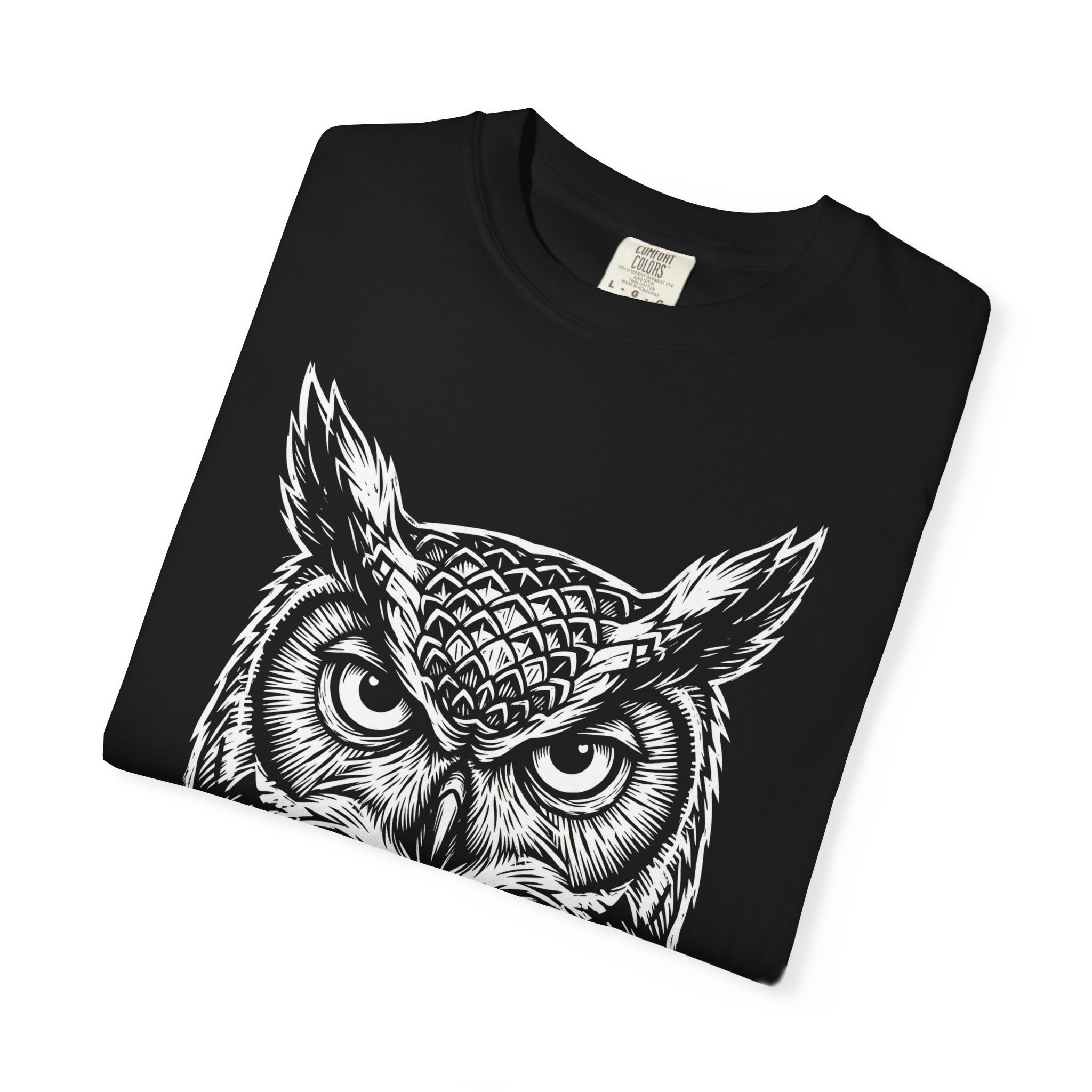 Owl Head Graphic Tee - Vintage Detailed Owl Illustration T-Shirt - Image 3