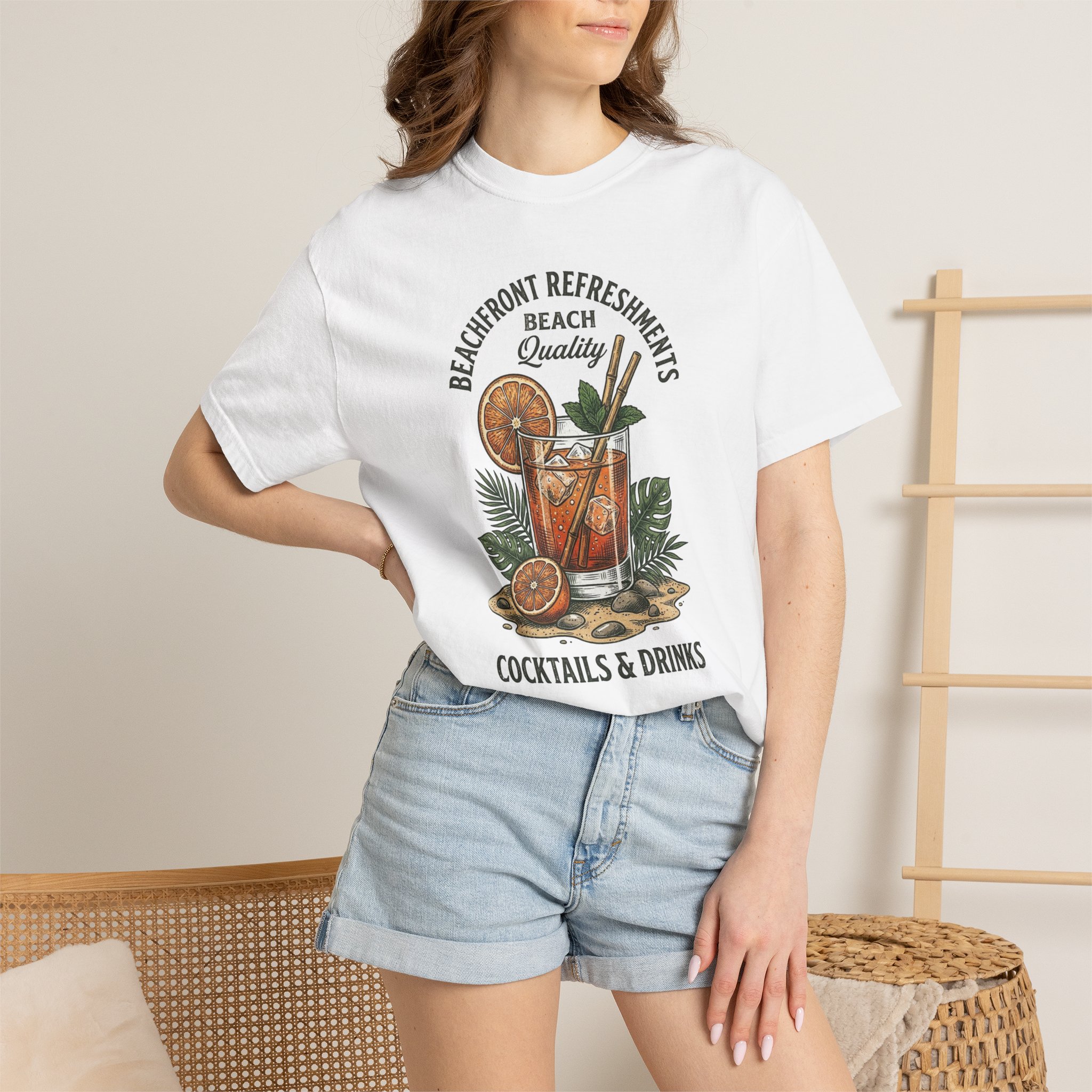 Beachfront Cocktails T-Shirt — 'Cocktails & Drinks' Vintage Beach Bar Tee - Image 4