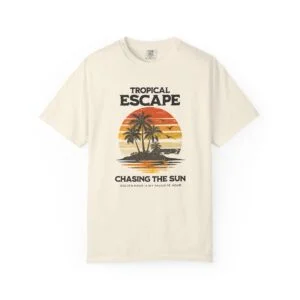 Tropical Escape 'Chasing the Sun' Tee — Vintage Palm Island Sunset Shirt