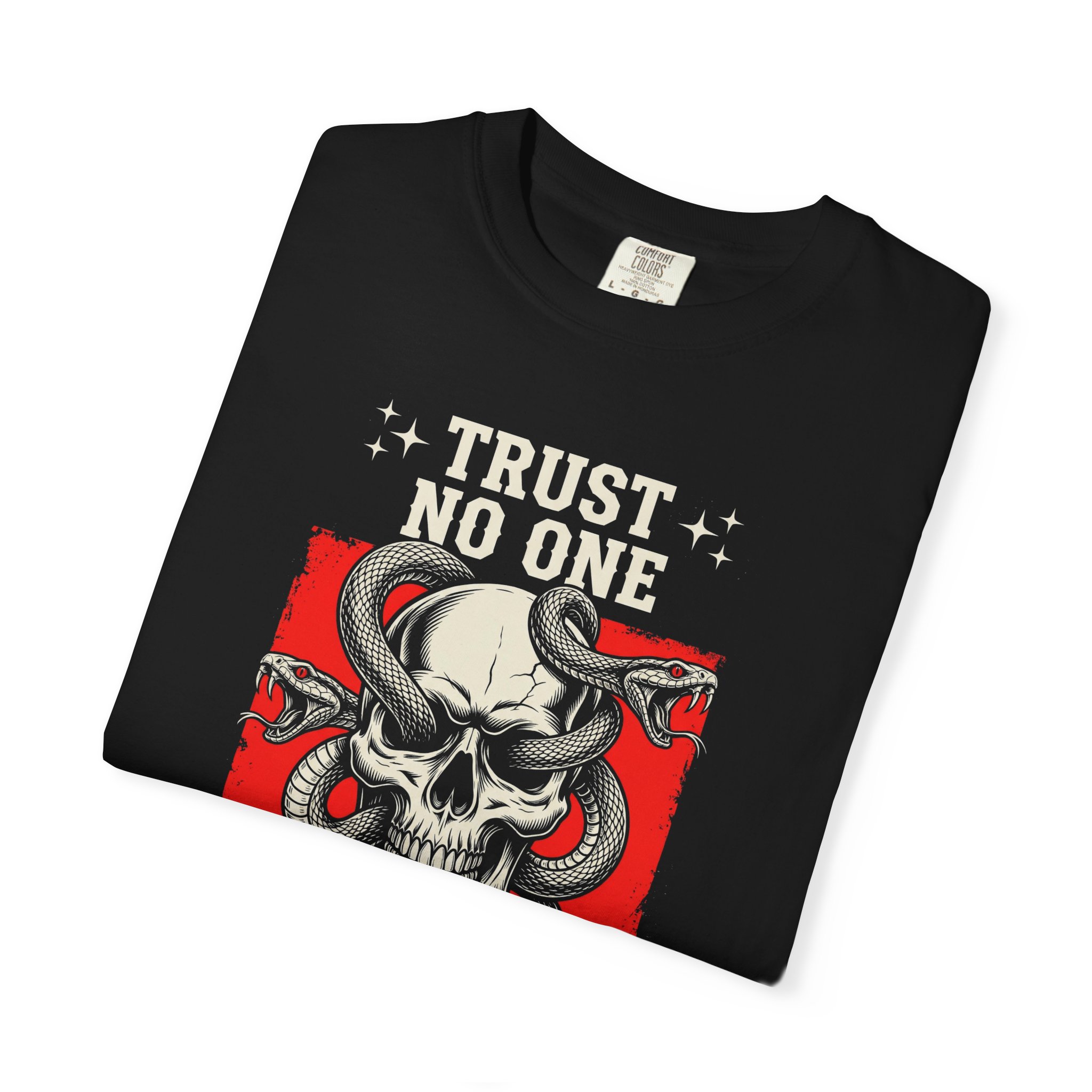Skull & Snake Tee — "Trust No One, Love Everyone" Graphic T-Shirt - Image 3