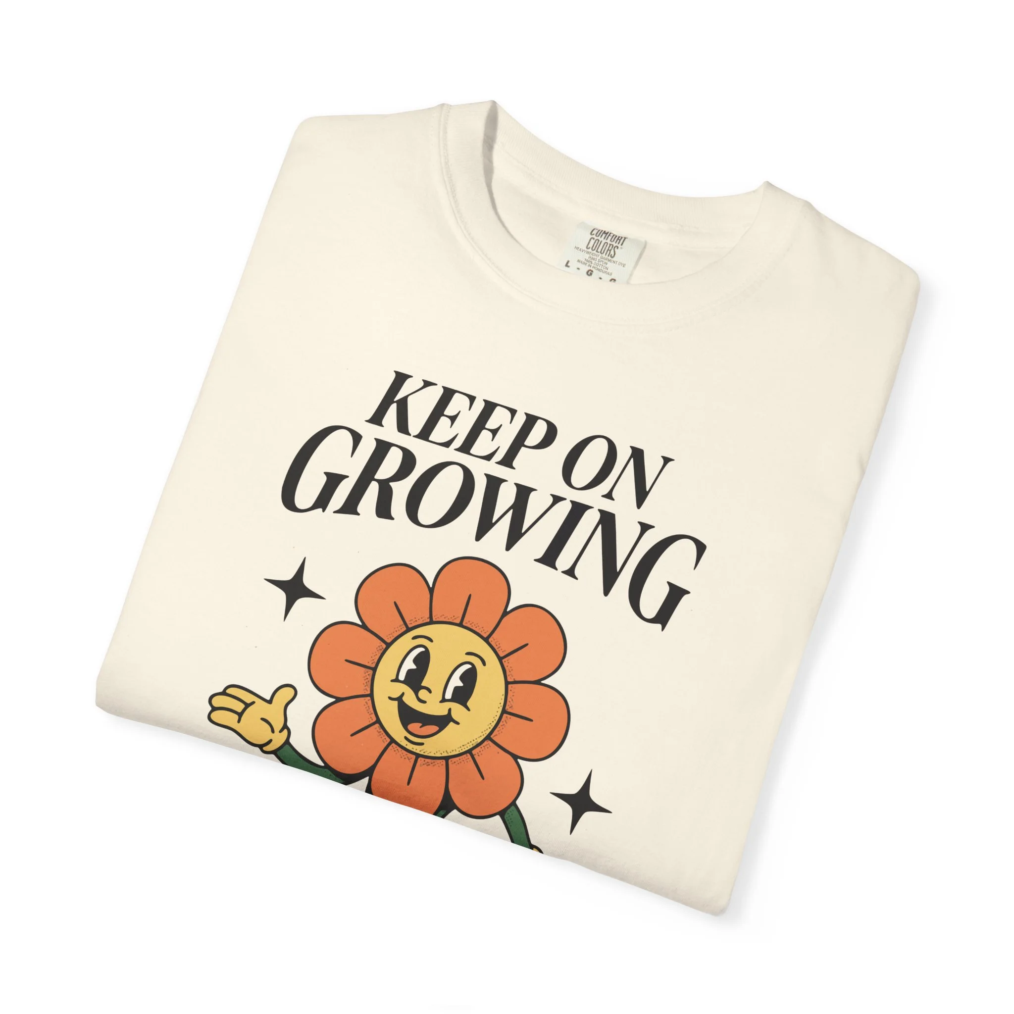 Keep On Growing Tee — Retro Smiling Flower Motivational T-Shirt - Image 3