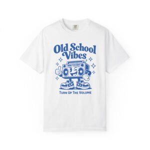 Old School Vibes Tee — Retro Boombox "Turn Up The Volume" Graphic Shirt