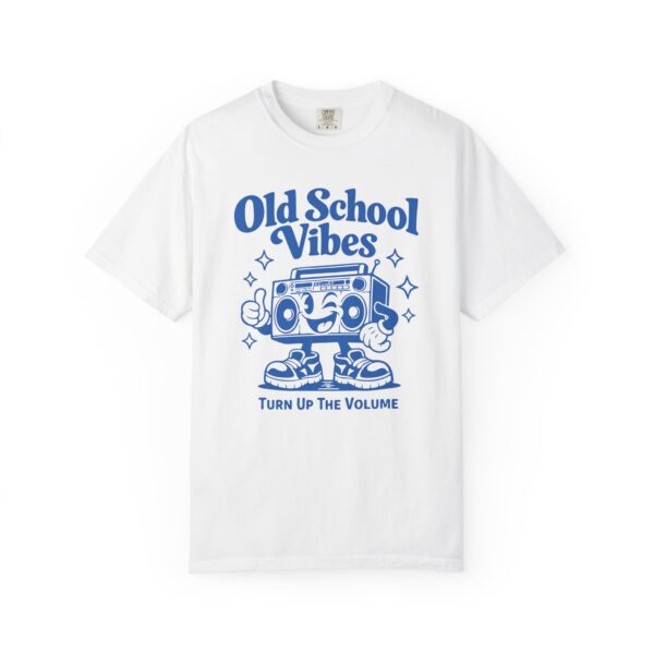 Old School Vibes Tee — Retro Boombox "Turn Up The Volume" Graphic Shirt