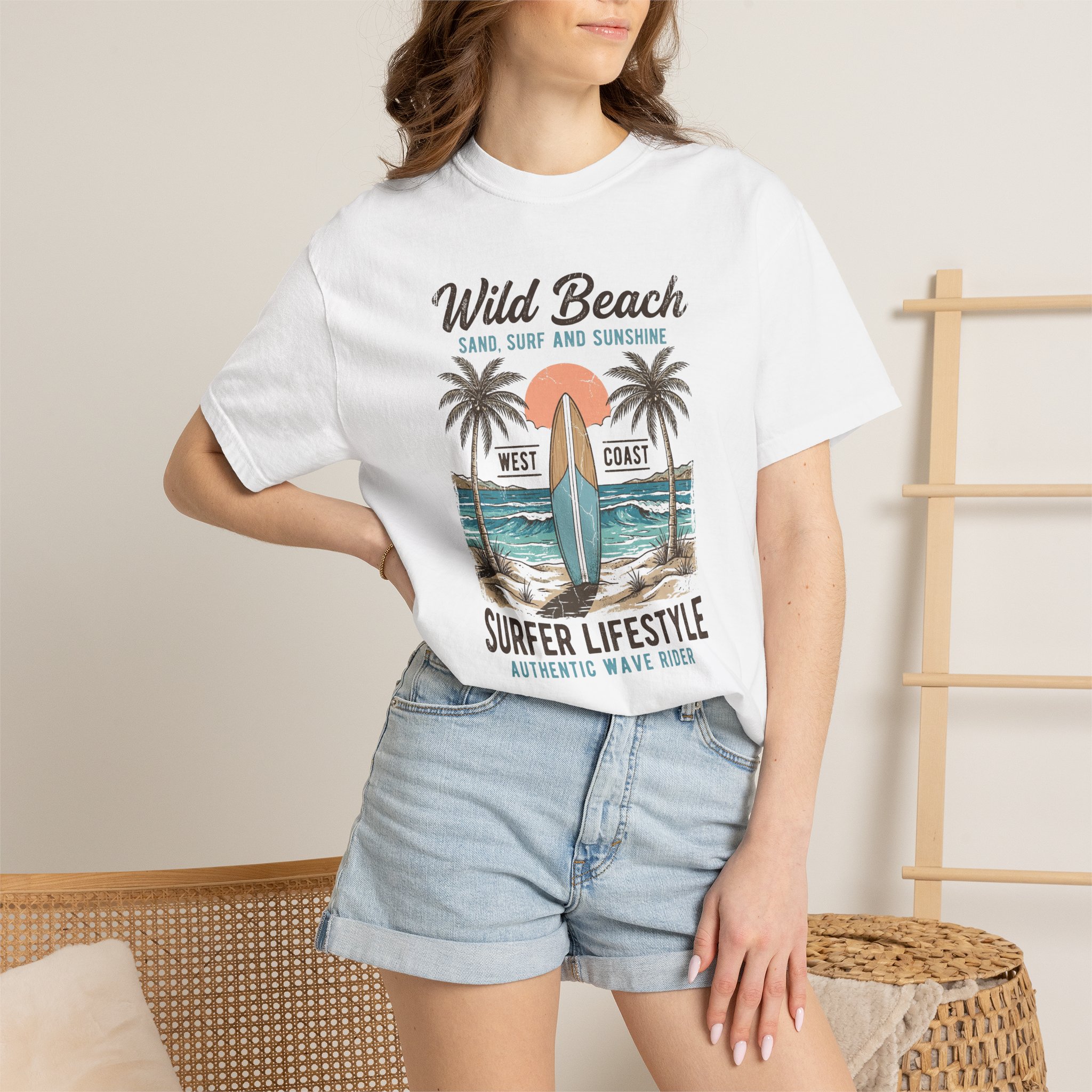 Wild Beach, summer, Unisex Heavy Cotton Tee - Image 4